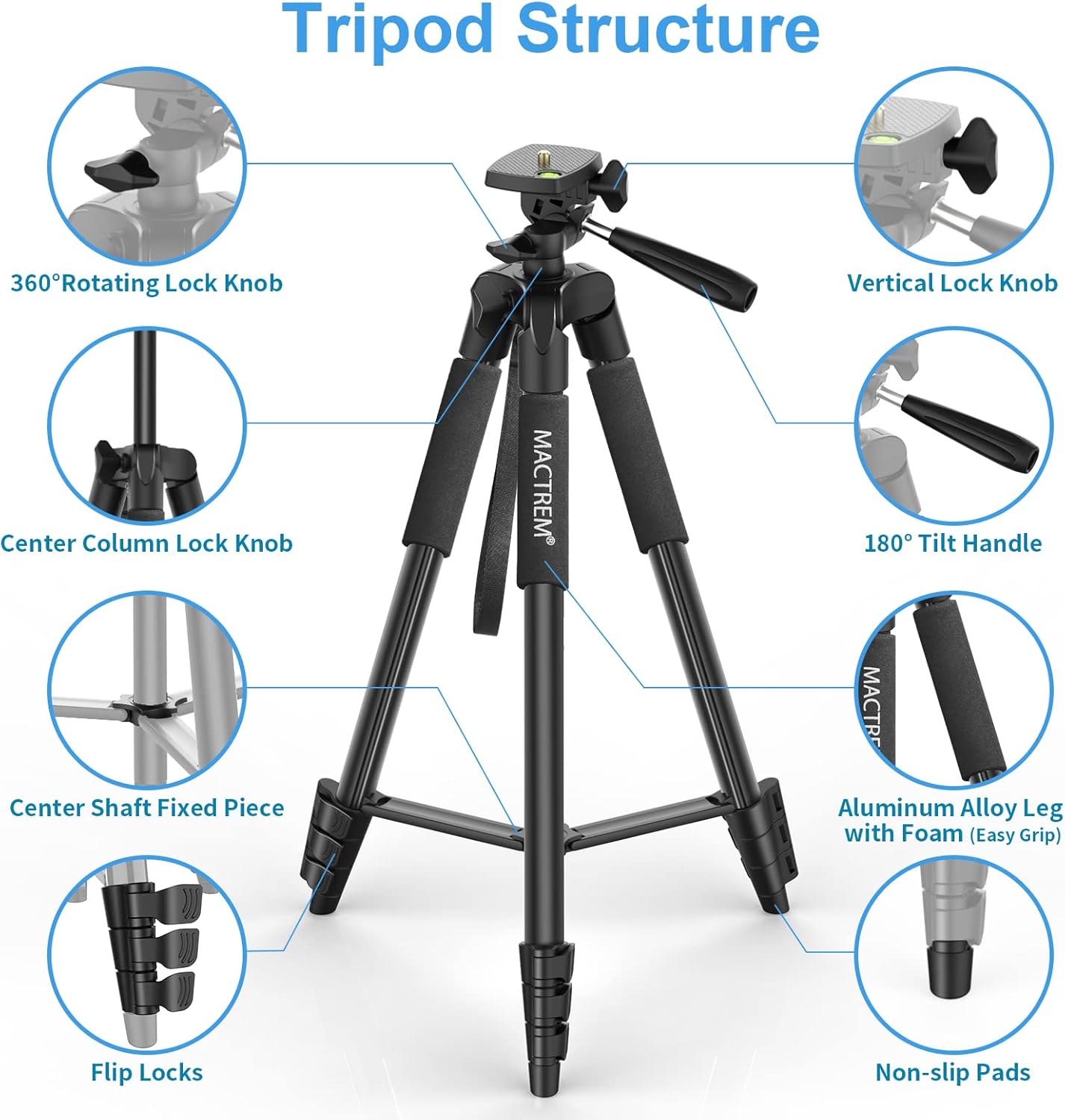 Thumbnail 4 de Phone Tripod 165cm lightweight tripod