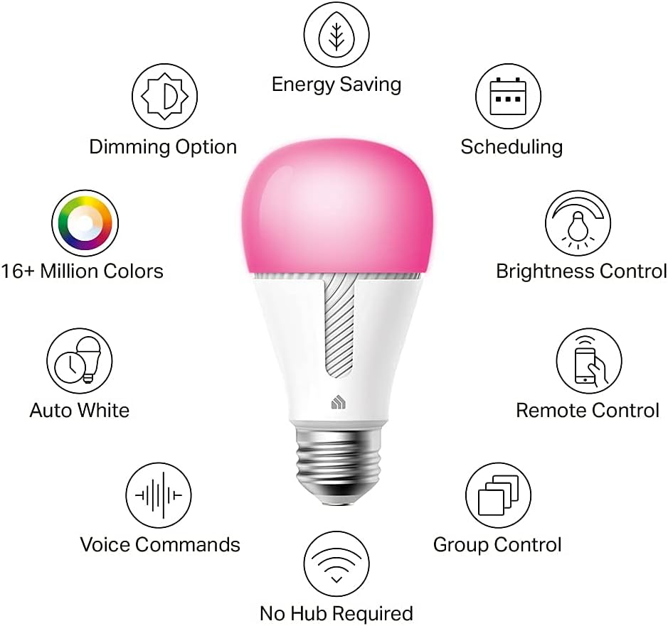 Detalle 2 de Kasa Smart KL135P2 A19 Smart Wi-Fi Bulbs, 1000 Lumens, 16M Colors, 2-Pack