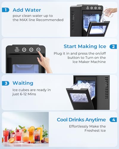 Thumbnail 4 de WELLENT Ice Maker Countertop: Compact, Portable Bullet Ice Maker with Self-Cleaning
