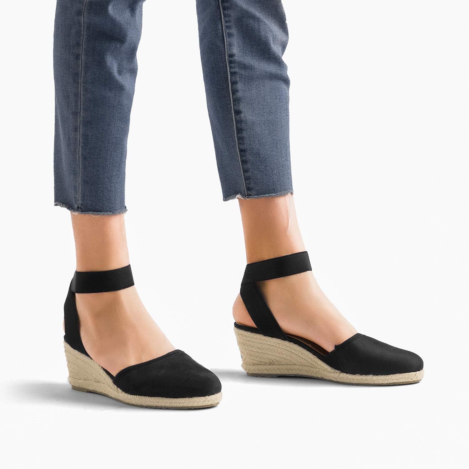 Detalle 2 de DREAM PAIRS Women's Elastic Ankle Strap Espadrilles Wedge Sandals