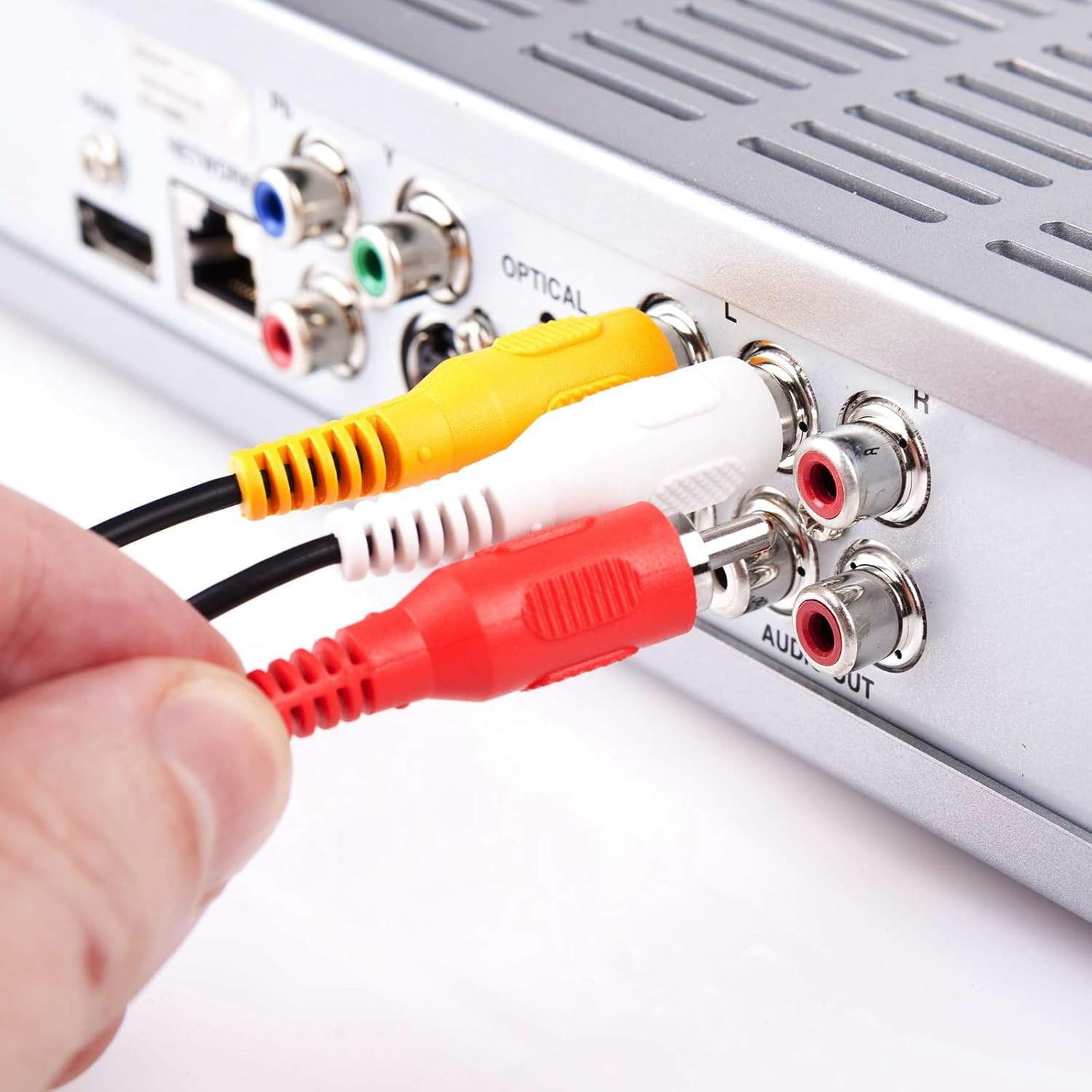 Detalle 2 de SAISN RCA to RCA Audio Cable 10 Feet: 3-RCA Male to Male Composite AV for Speakers, TVs, and DVD Players