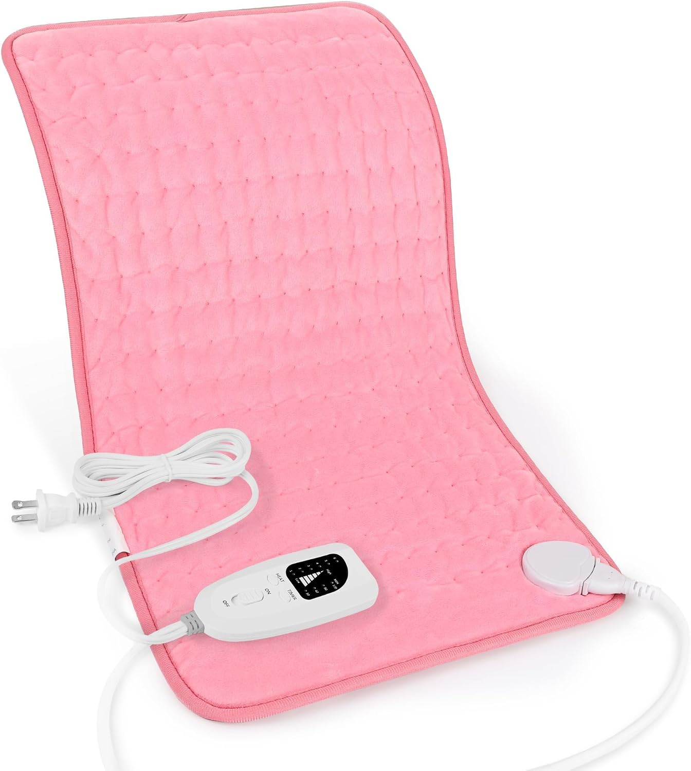 Detalle de Deepsoon TK-HP2412 Heating Pad, 6 Heat Settings, Pink, 24" x 12