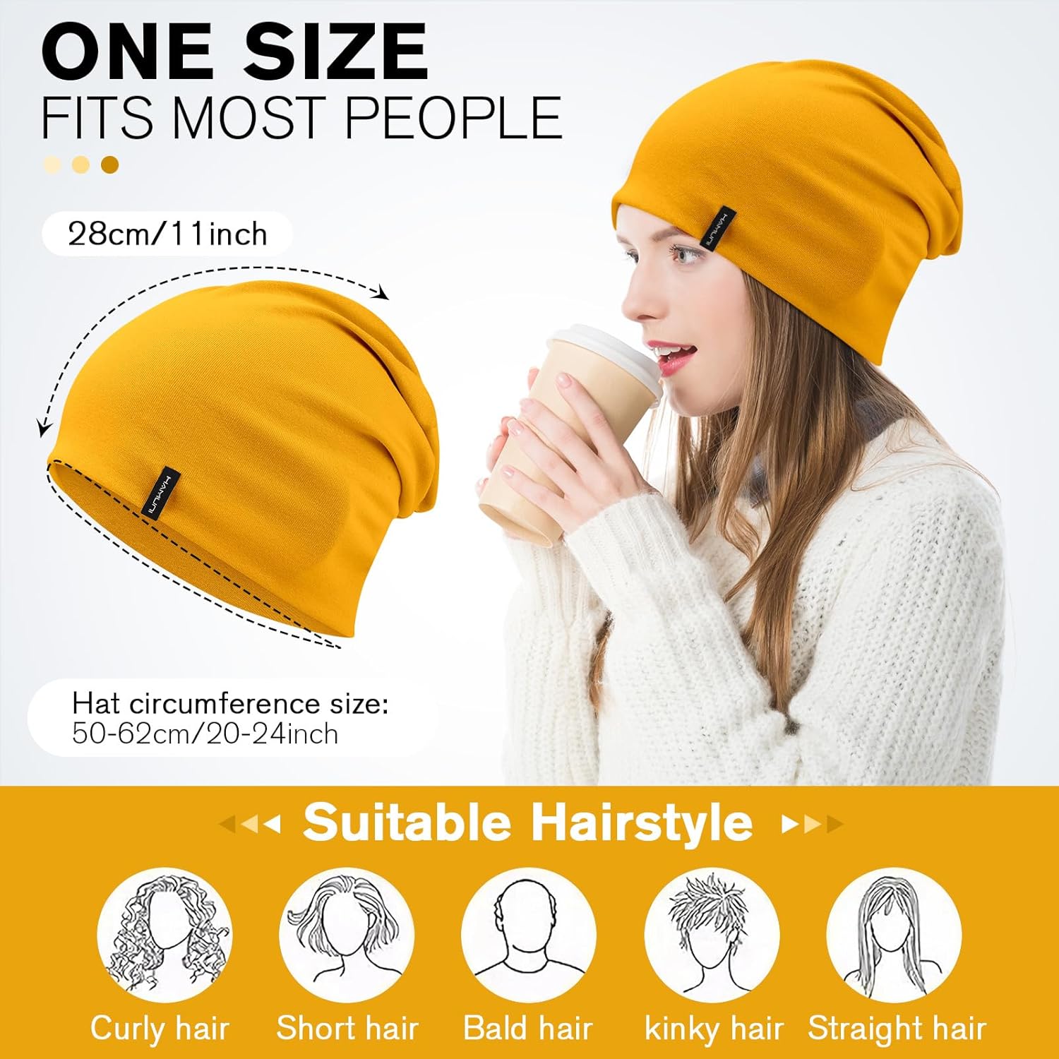 Thumbnail 4 de HAMUNI Slouchy Beanie Mütze 92% Baumwolle