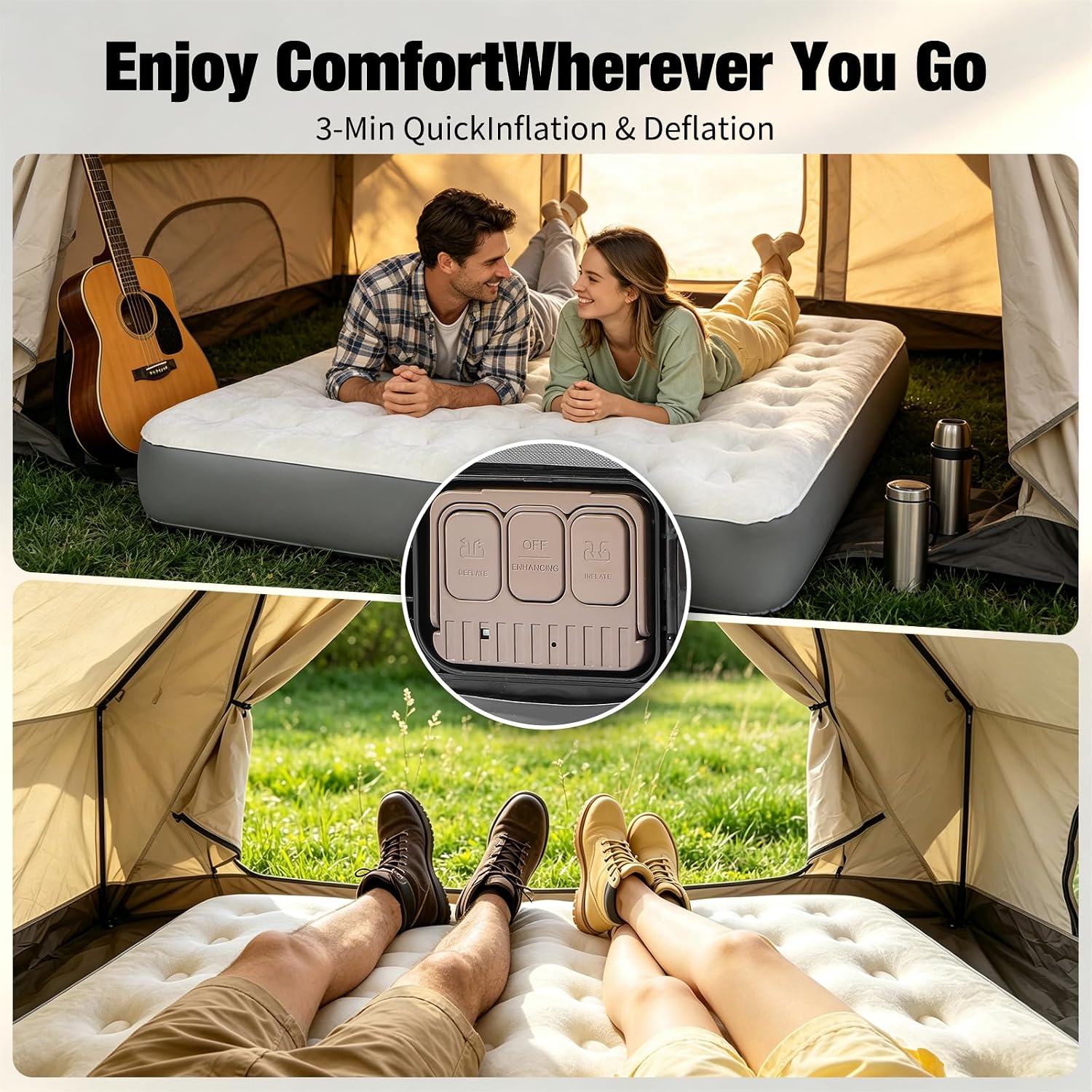 Thumbnail 6 de dkesdk BB-002 Queen Air Mattress with Built-In Pump, Flocked Top