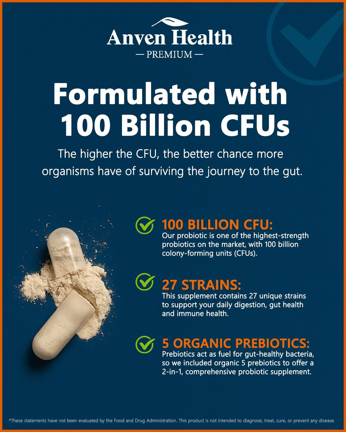 Detalle 2 de Anven probiotic supplement, 100 billion CFU