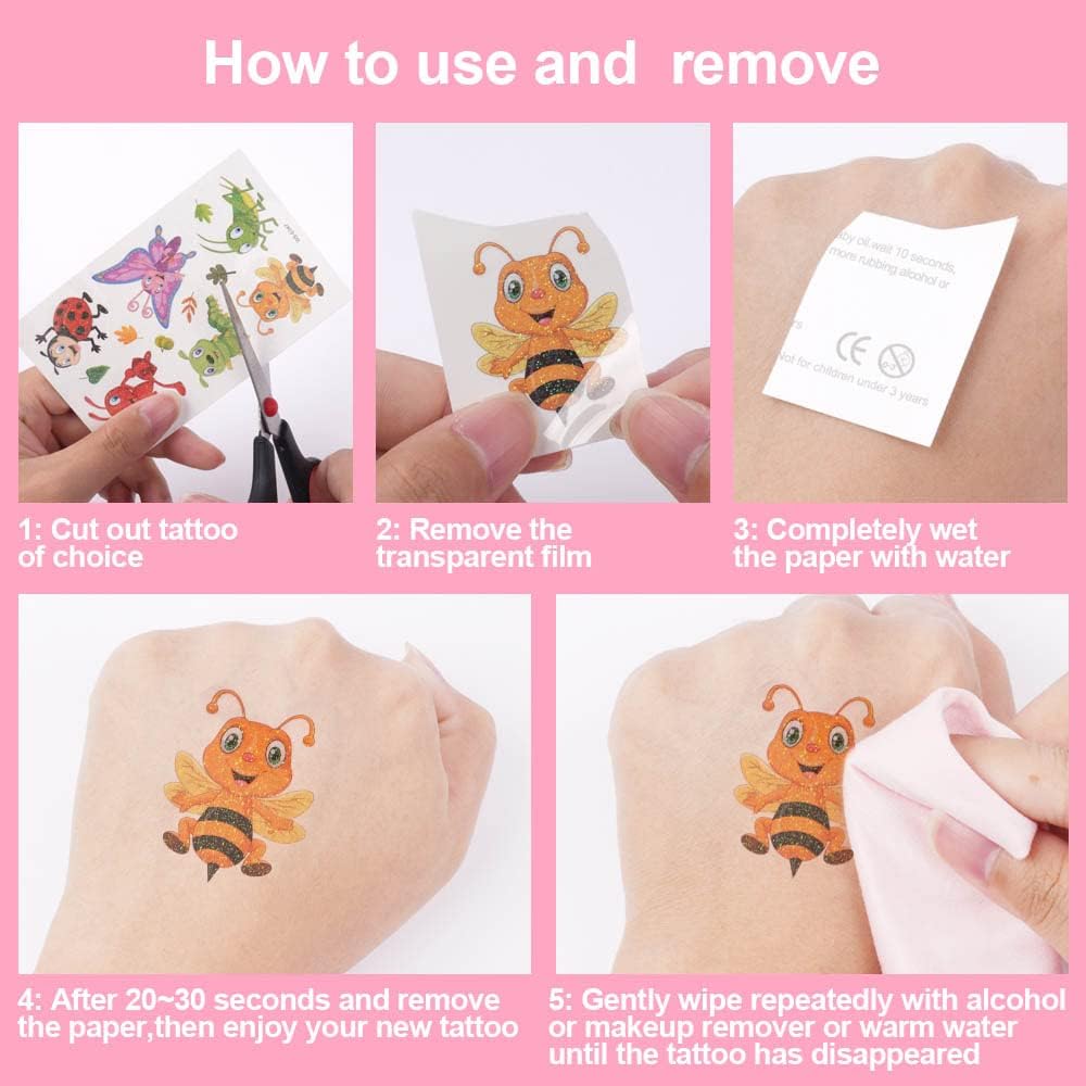 Detalle 2 de ACWOO Tatuaggi Temporanei per Bambini 10 fogli