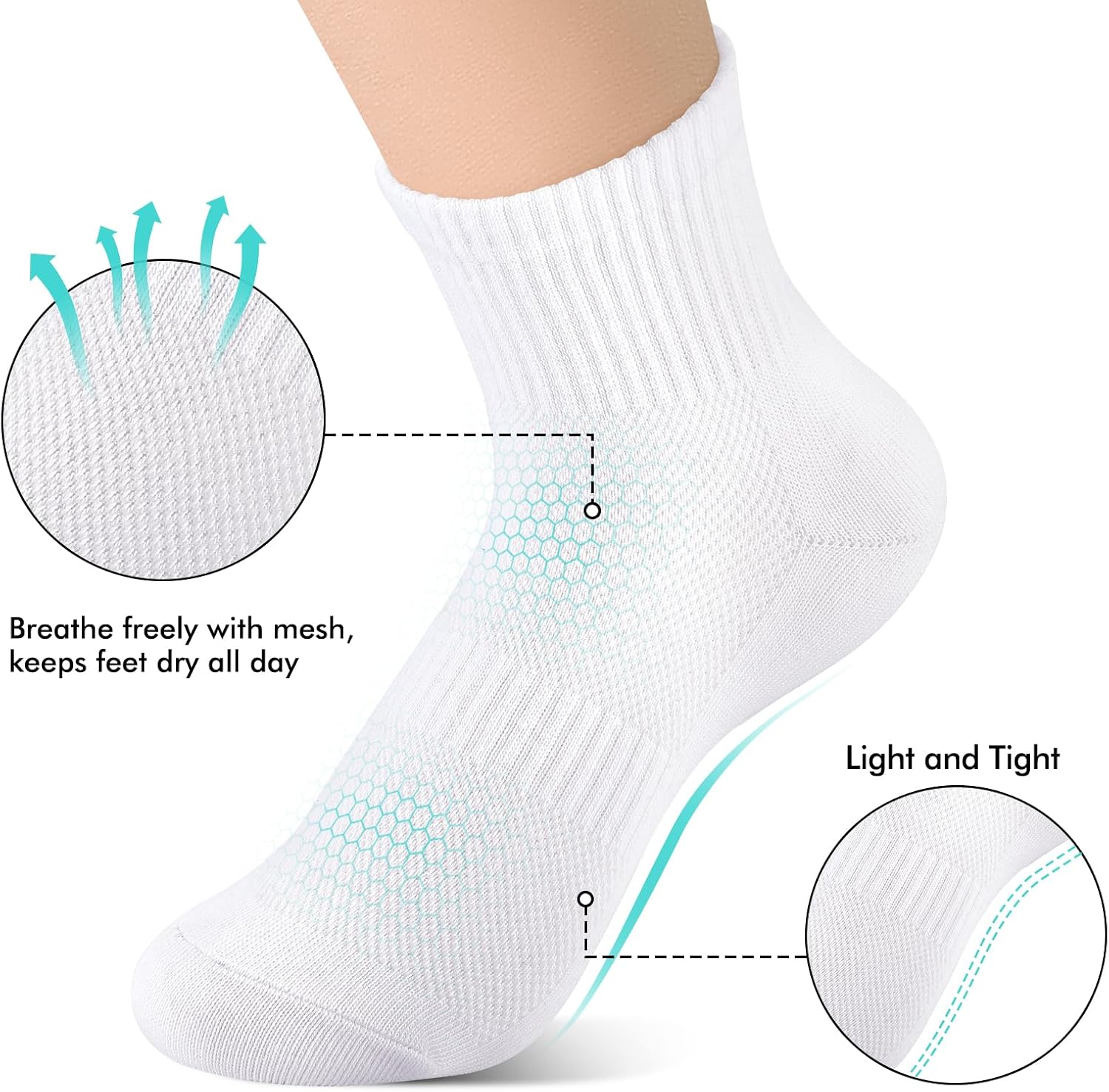 Detalle 2 de Ipletix Women's Ankle Socks, 6 Pairs