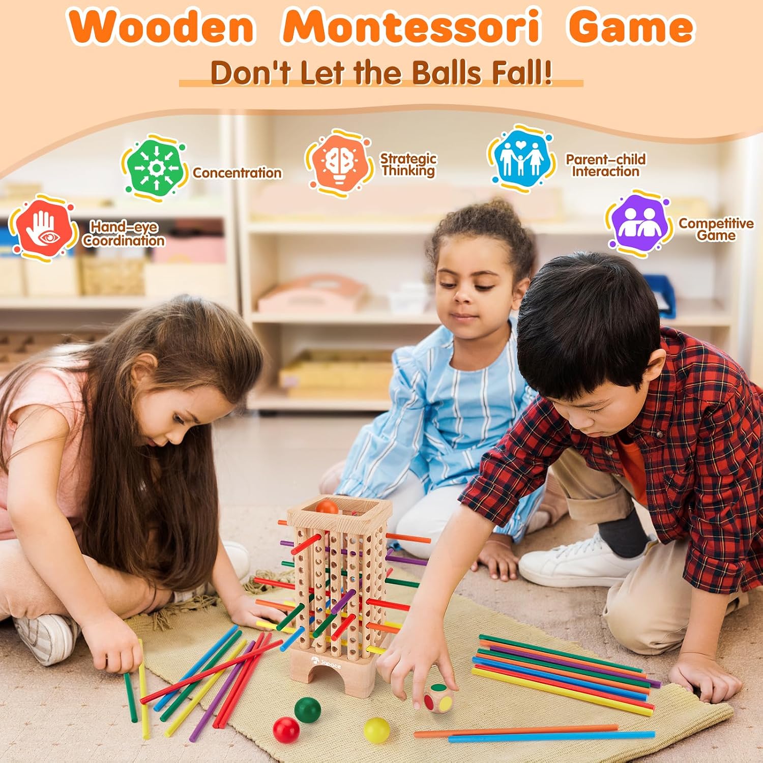 Detalle de Japace Montessori Spiel Brettspiel 42-teiliges Holzspiel