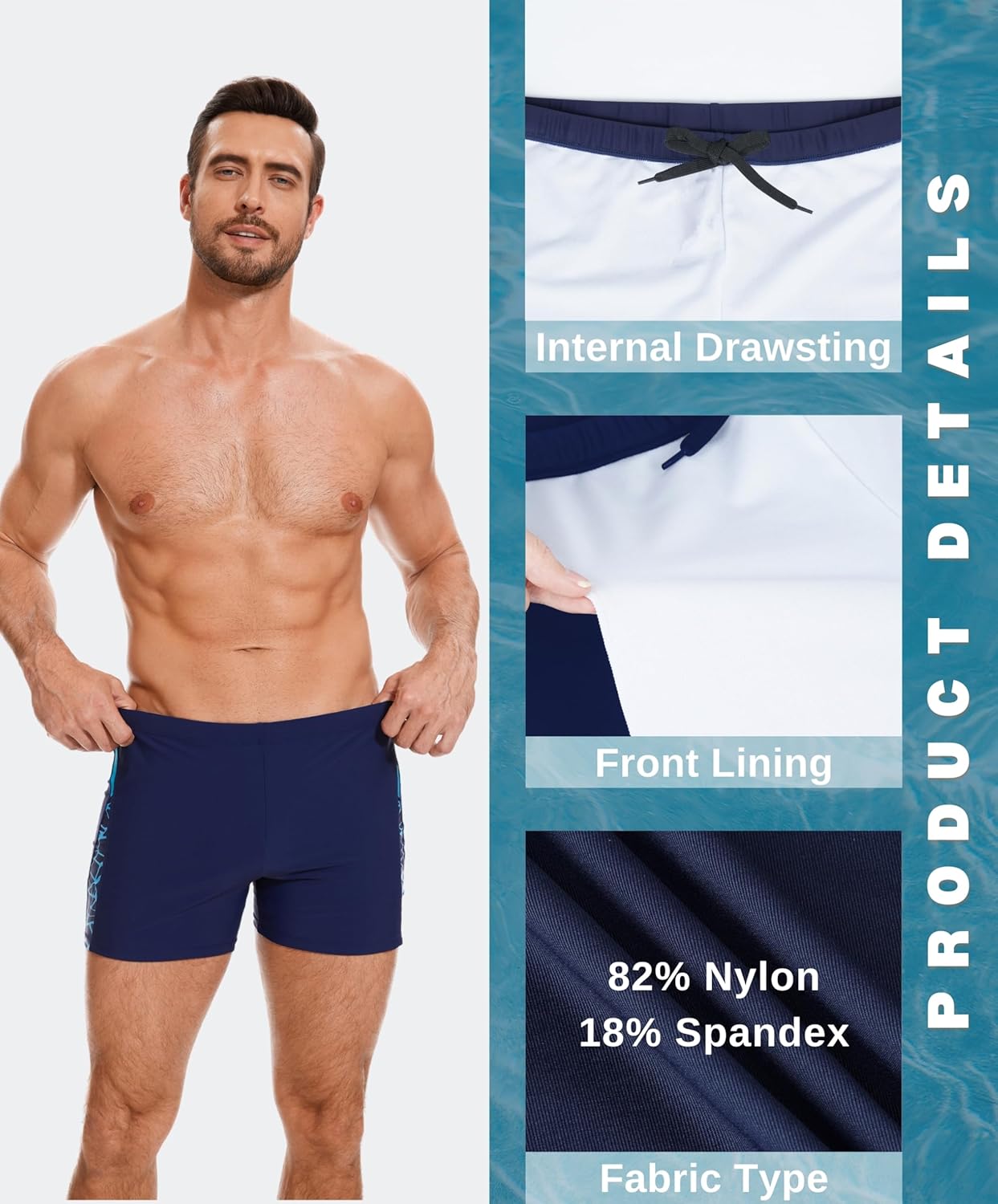 Thumbnail 2 de AMZSPORT Herren-Badehose kurz mit hydrophober Beschichtung und Kordelzug