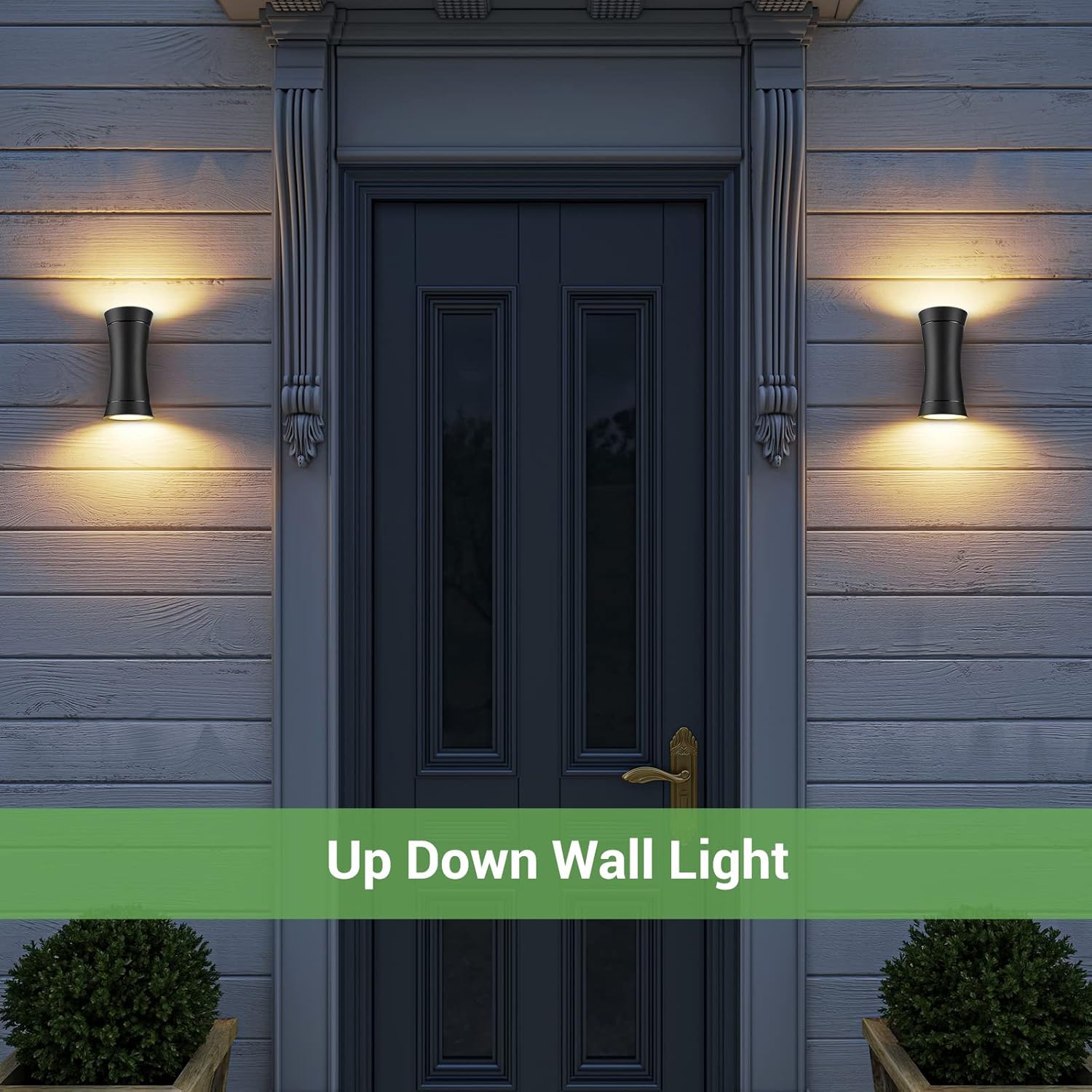 Thumbnail 1 de EDISHINE Up Down Outside Lights (Waterproof IP44) – Outdoor Wall Lights 2 Pack, Matte Black