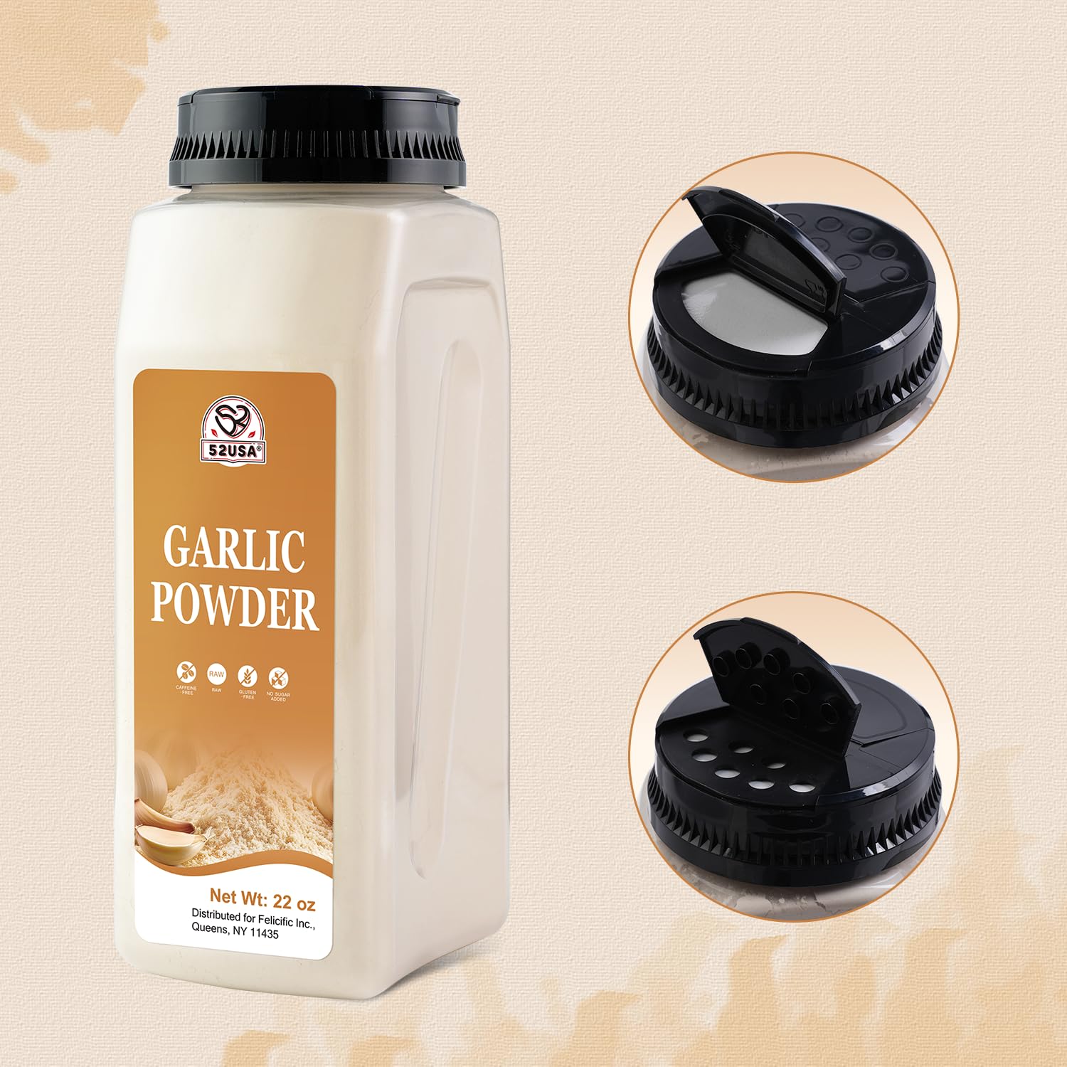 Detalle de 52USA 52-GCP-022-788A Garlic Powder, 22 oz, Non-GMO and Gluten-Free