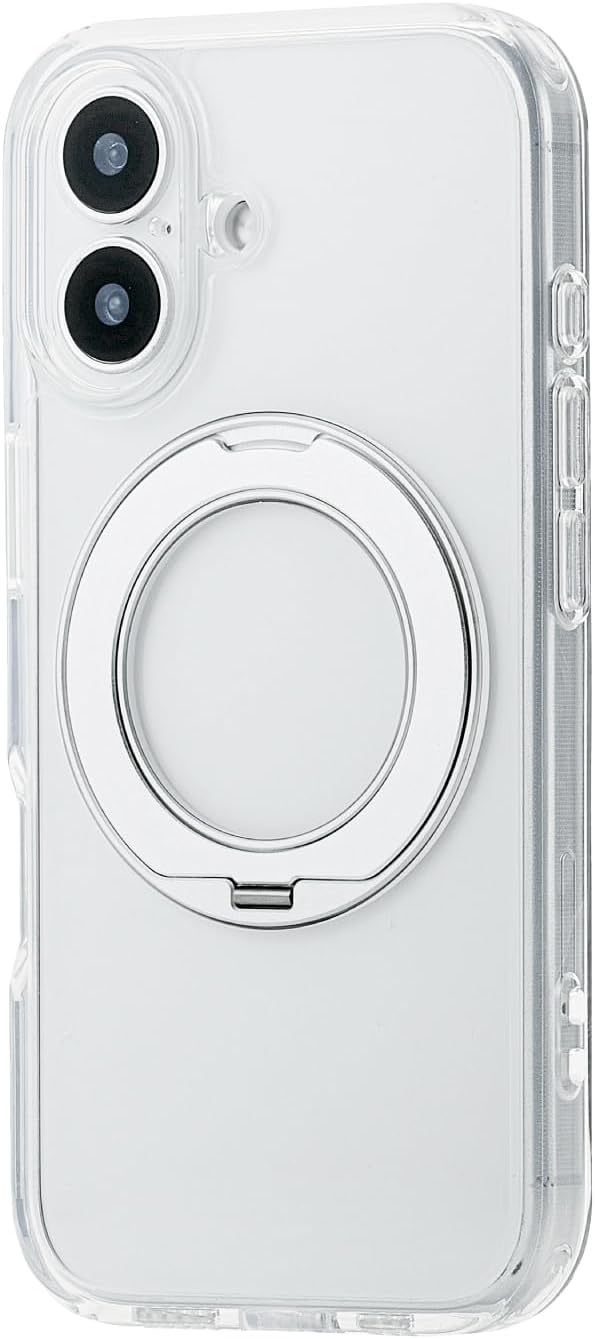 Detalle de エレコム PMWA25AMGSTKSV iPhone 17用クリアケース MAGKEEP・回転式スタンド・四隅エアークッション