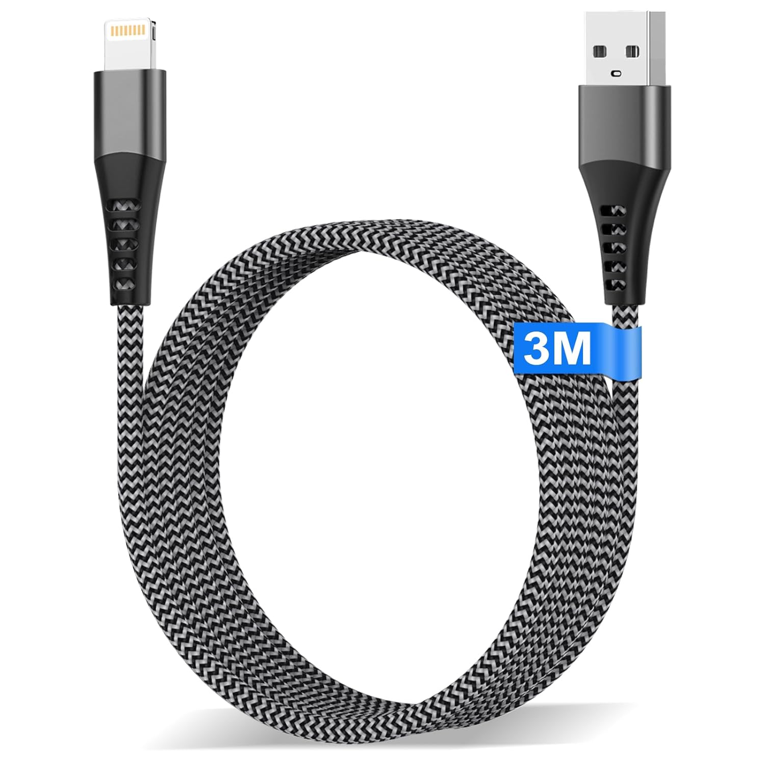 Câble iPhone Charge Rapide 3 m Anssan (Lightning USB certifié Apple MFi)