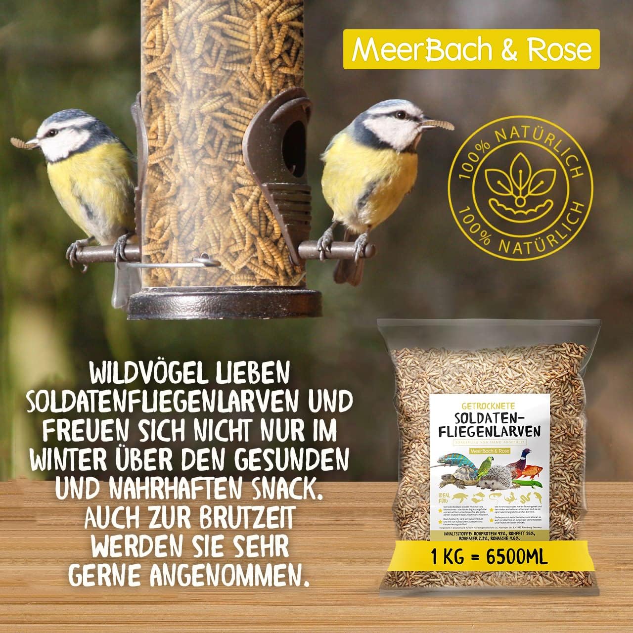 Detalle de Soldatenfliegenlarven getrocknet 1kg – proteinreicher Futterbestandteil für Tiere
