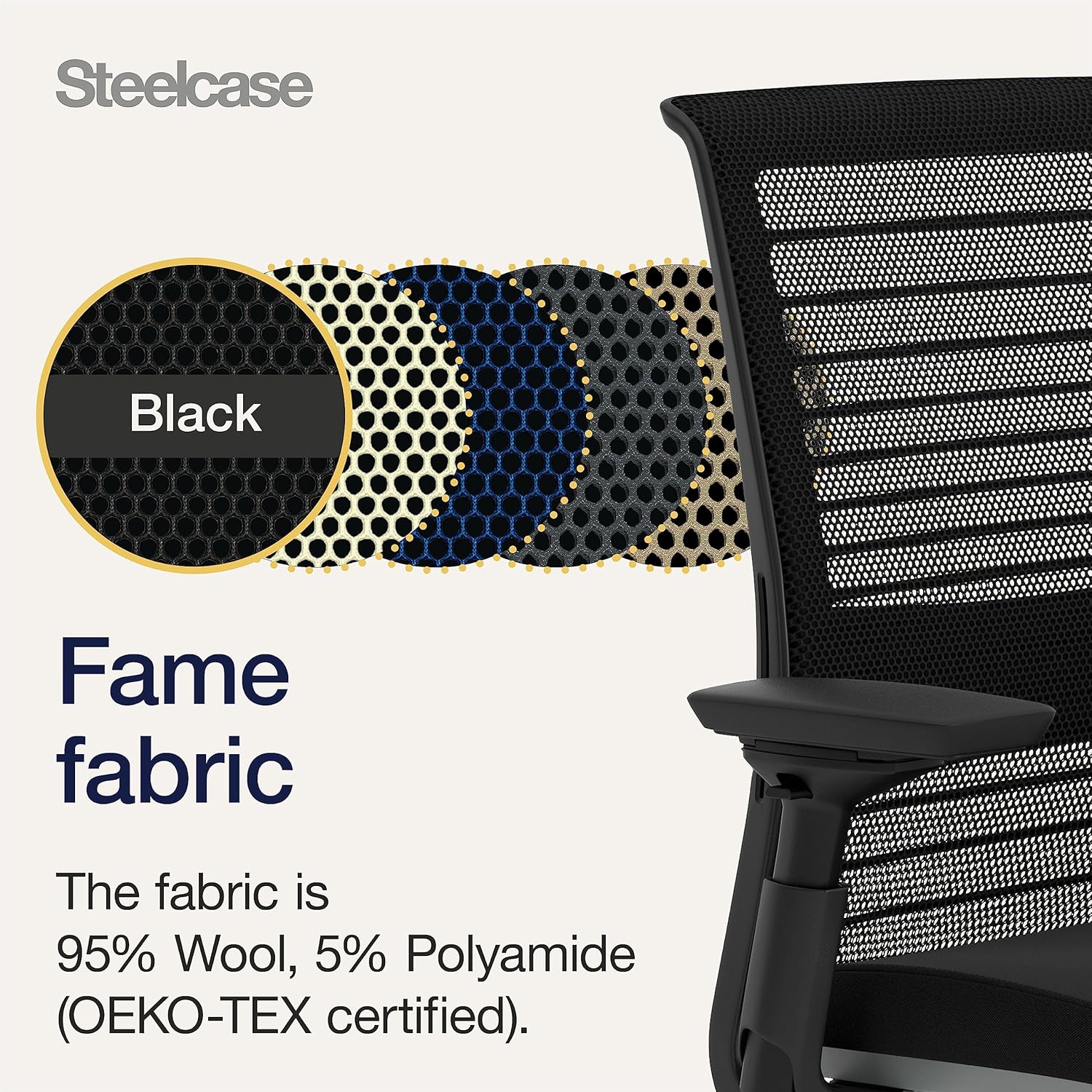 Detalle 2 de Steelcase Think ergonomic office chair with LiveBack lumbar support, 4D armrests (sustainable design, black) – made in Europe