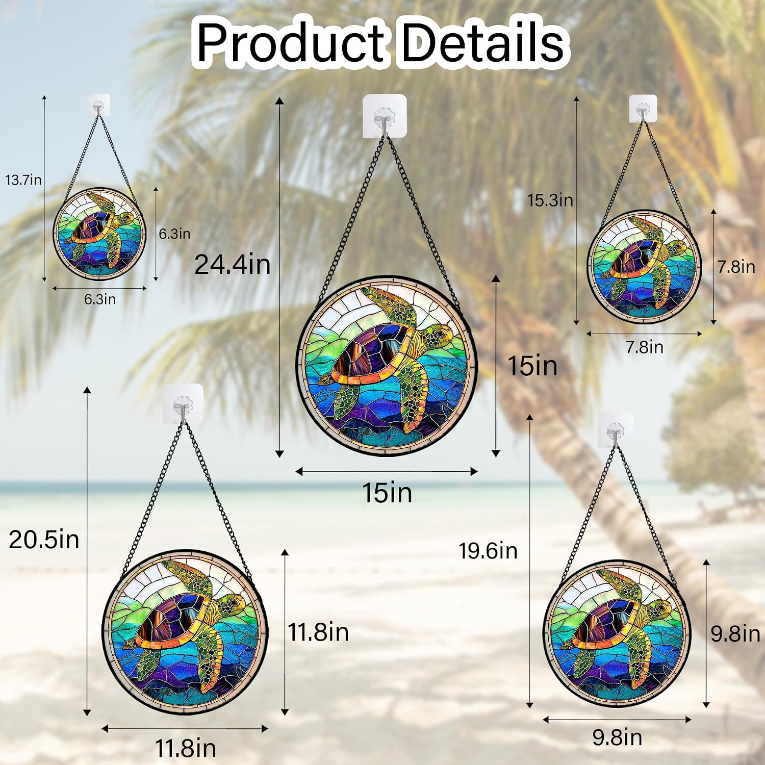 Thumbnail 6 de Sea Turtle Stained Glass Suncatcher 9.8-Inch