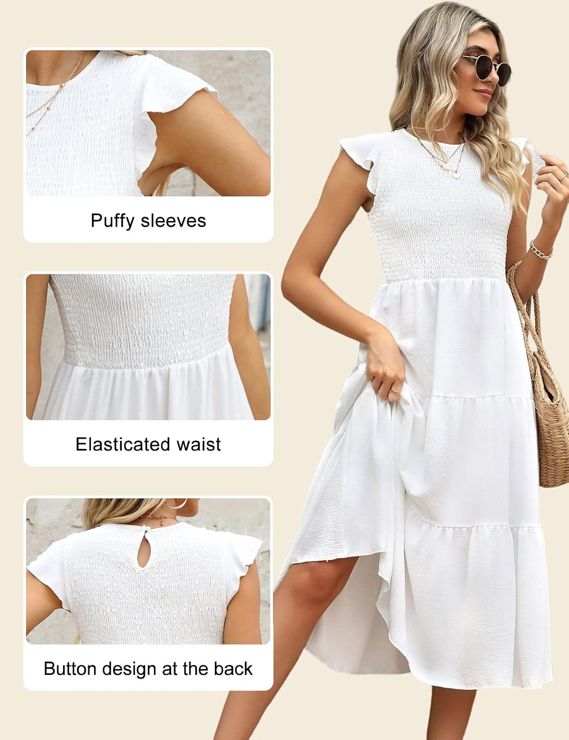 Detalle 2 de CMTOP Sommerkleid Damen Maxikleid für Sommer