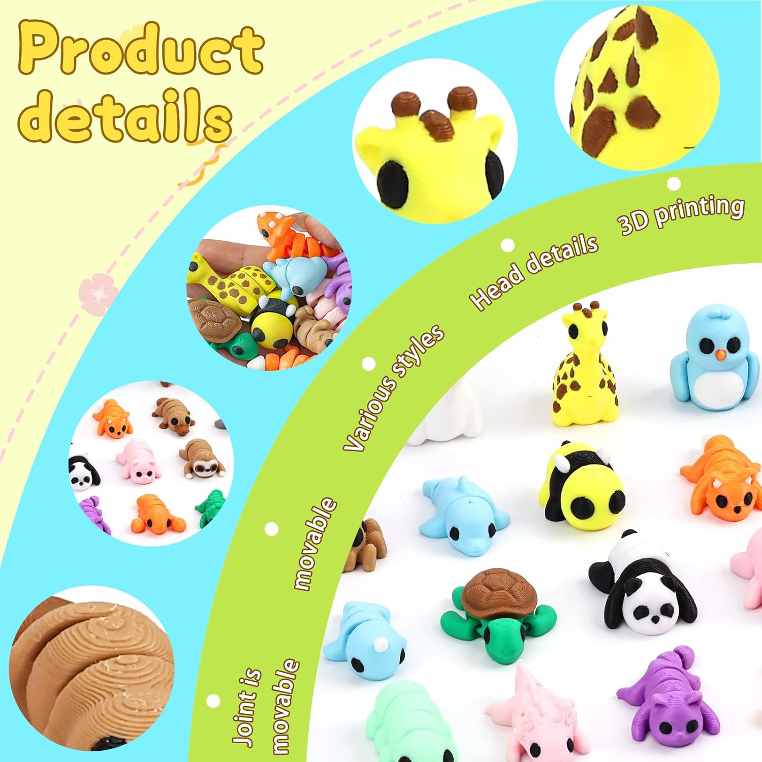 Detalle de 50 pcs Animal Figurines Set, 3D Printed Fidget Toys