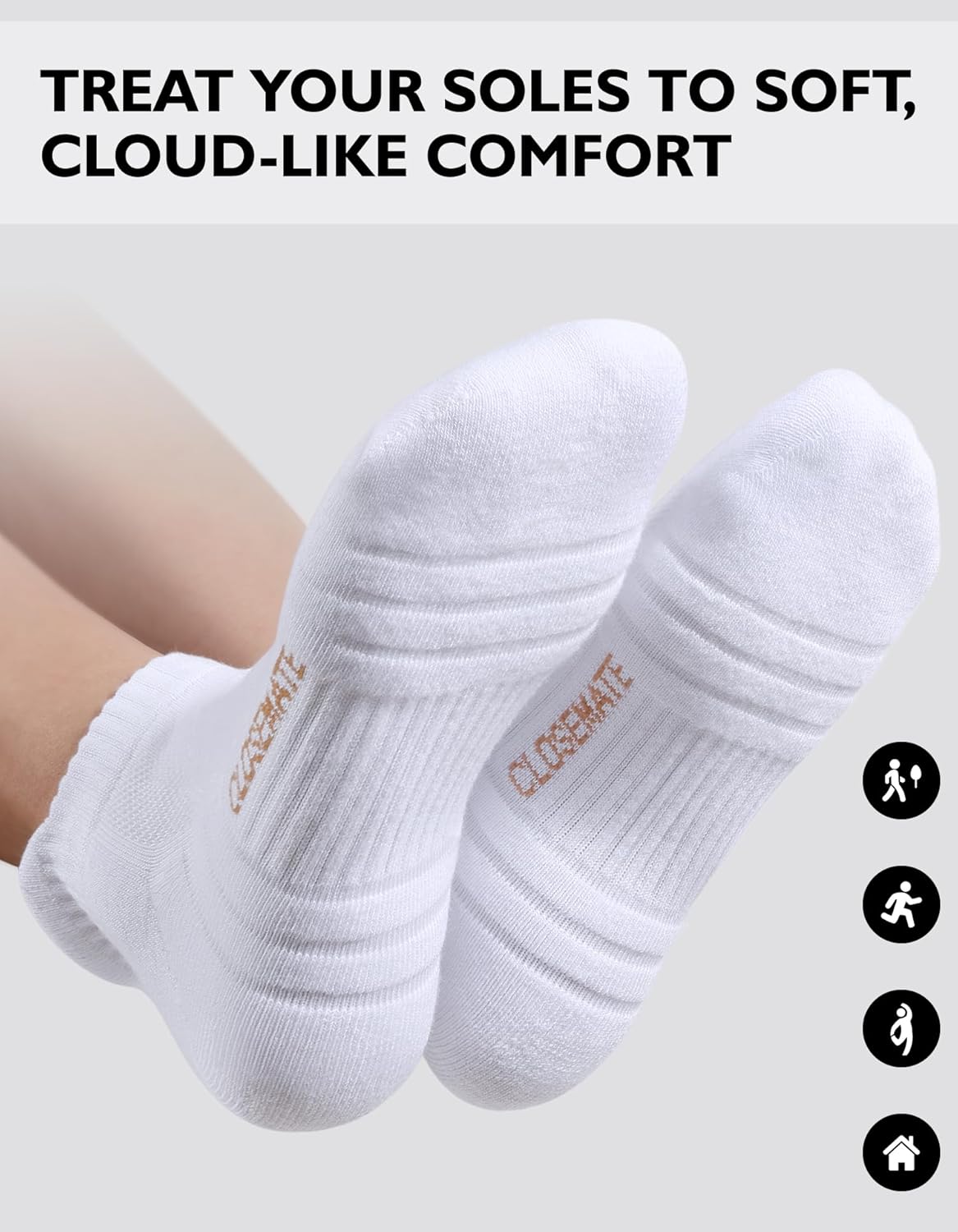 Thumbnail 5 de CLOSEMATE calzini sportivi donna sportivi da corsa, 6 paia in cotone con supporto arco e antiscivolo