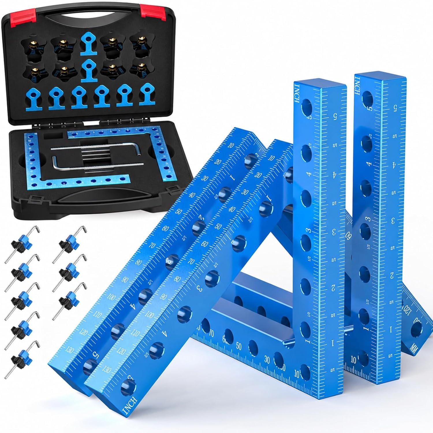 Detalle de Ecarke ZJJN011X0A0 90-Degree Corner Clamp Set, CNC Aluminum, Dual Scale