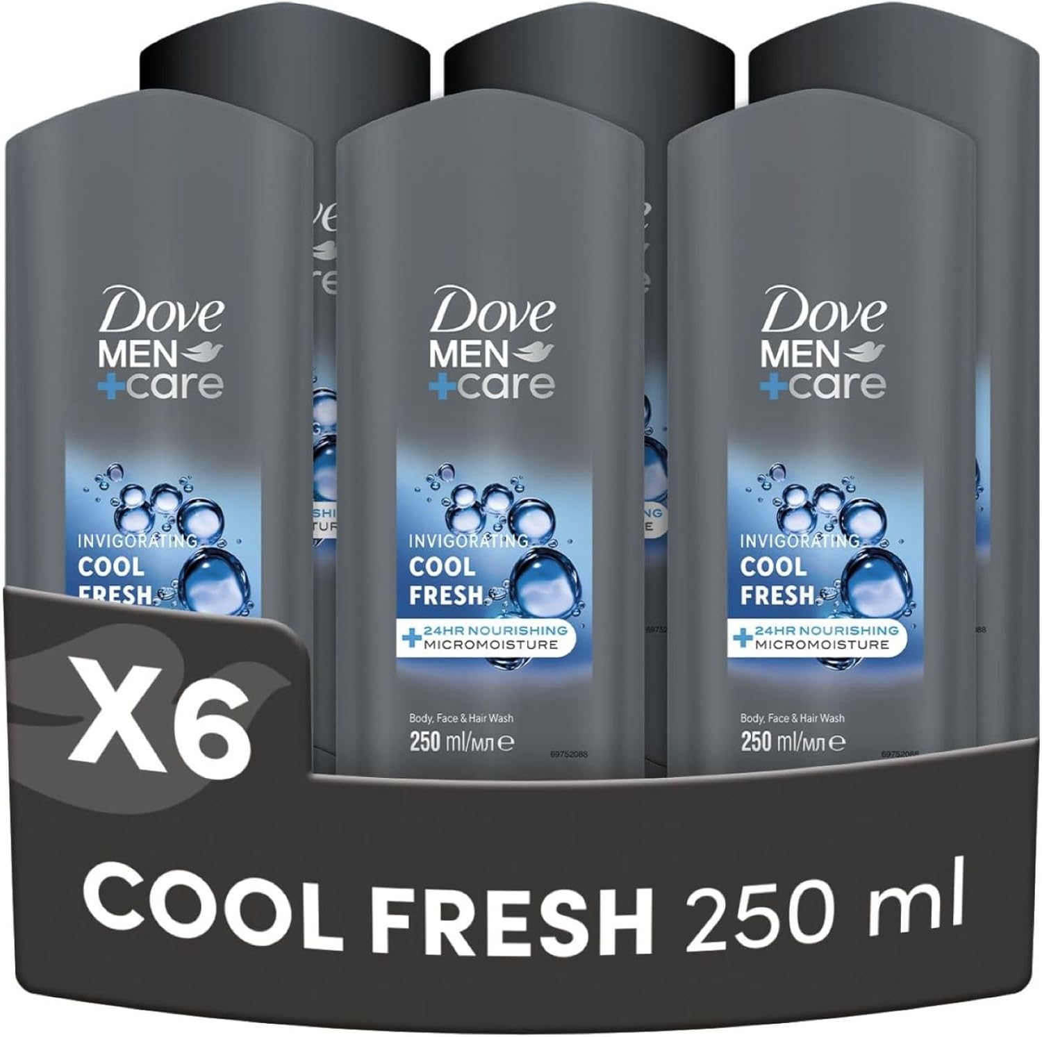 Thumbnail 6 de Dove Men+Care Extra Fresh 3-in-1: docciaschiuma idratante 6x250 ml per corpo, viso e capelli