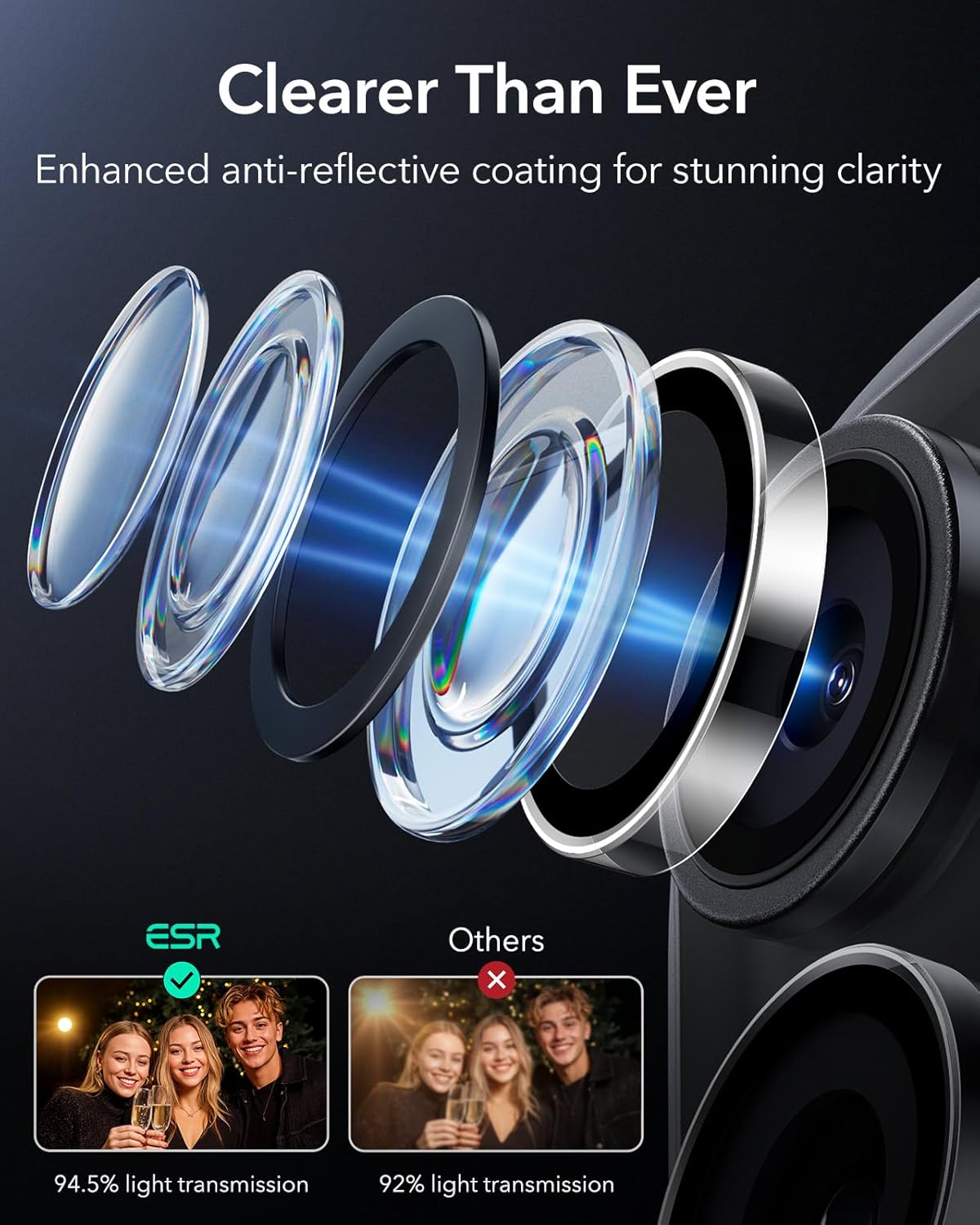 Thumbnail 4 de ESR Camera Lens Protectors for iPhone 17 Pro Max/17 Pro/16 Pro Max/16 Pro/15 Pro Max/15 Pro – 1 Pack, Clear