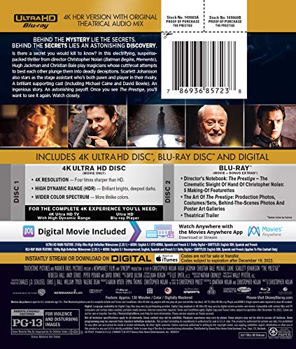 Thumbnail 2 de The Prestige by Disney — 4K Ultra HD + Blu-ray + Digital (Includes Slipcover)