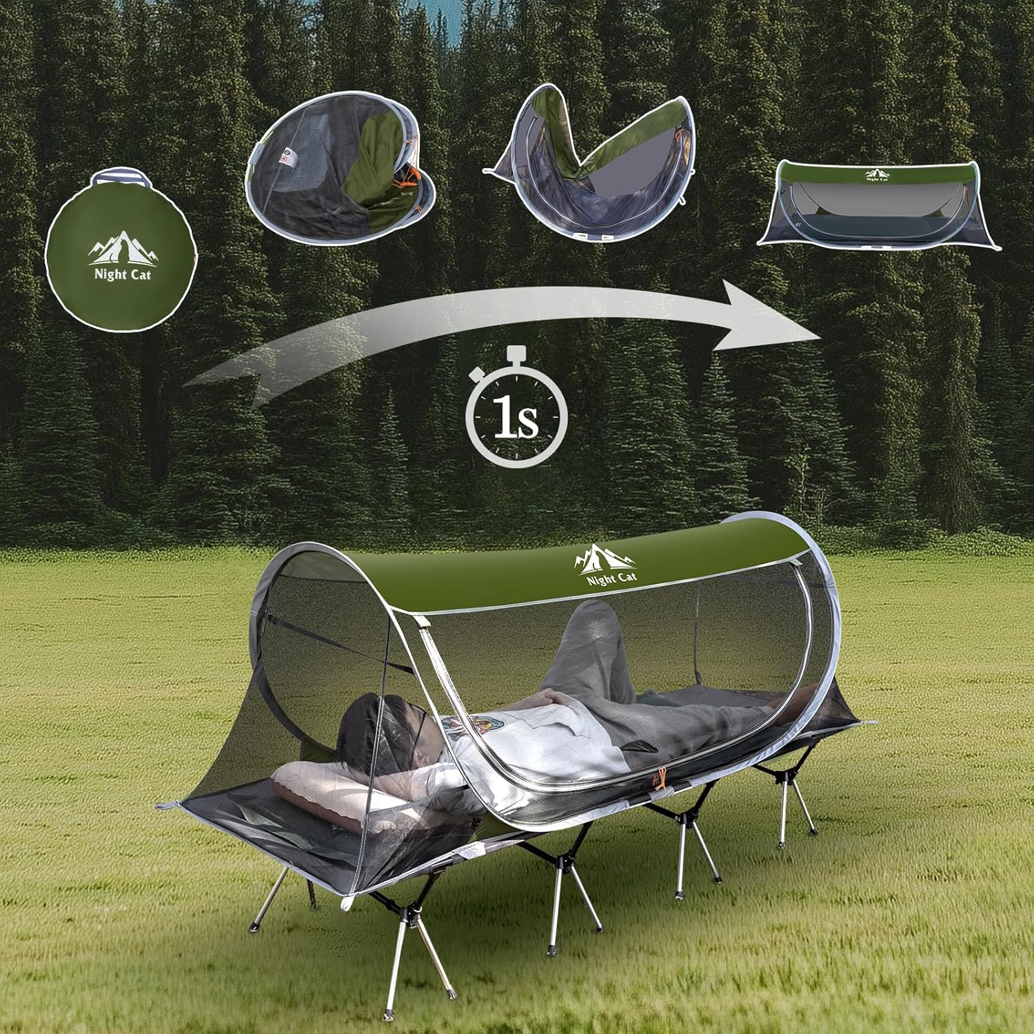 Thumbnail 1 de Night Cat Moskitonetz-Zelt für 1 Person (Pop-up) – Insekten-Schutz für Camping, Park & Wanderung