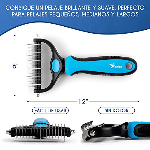 Thumbnail 3 de Candure Peine y Cepillo 2 en 1 para perros y gatos — 17 + 9 dientes de acero inoxidable, mango ergonómico