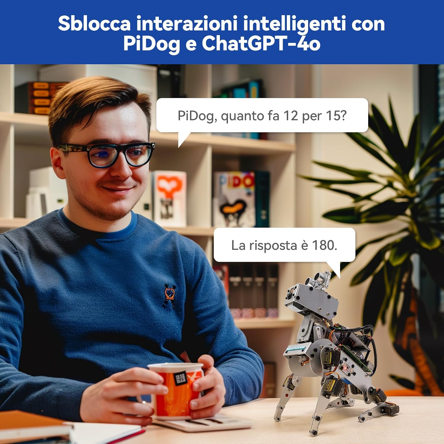 Detalle de SunFounder PiDog AI: Cane robot per Raspberry Pi 5/4/3B+/Zero 2W con multi-LLM, sensori e controllo da app