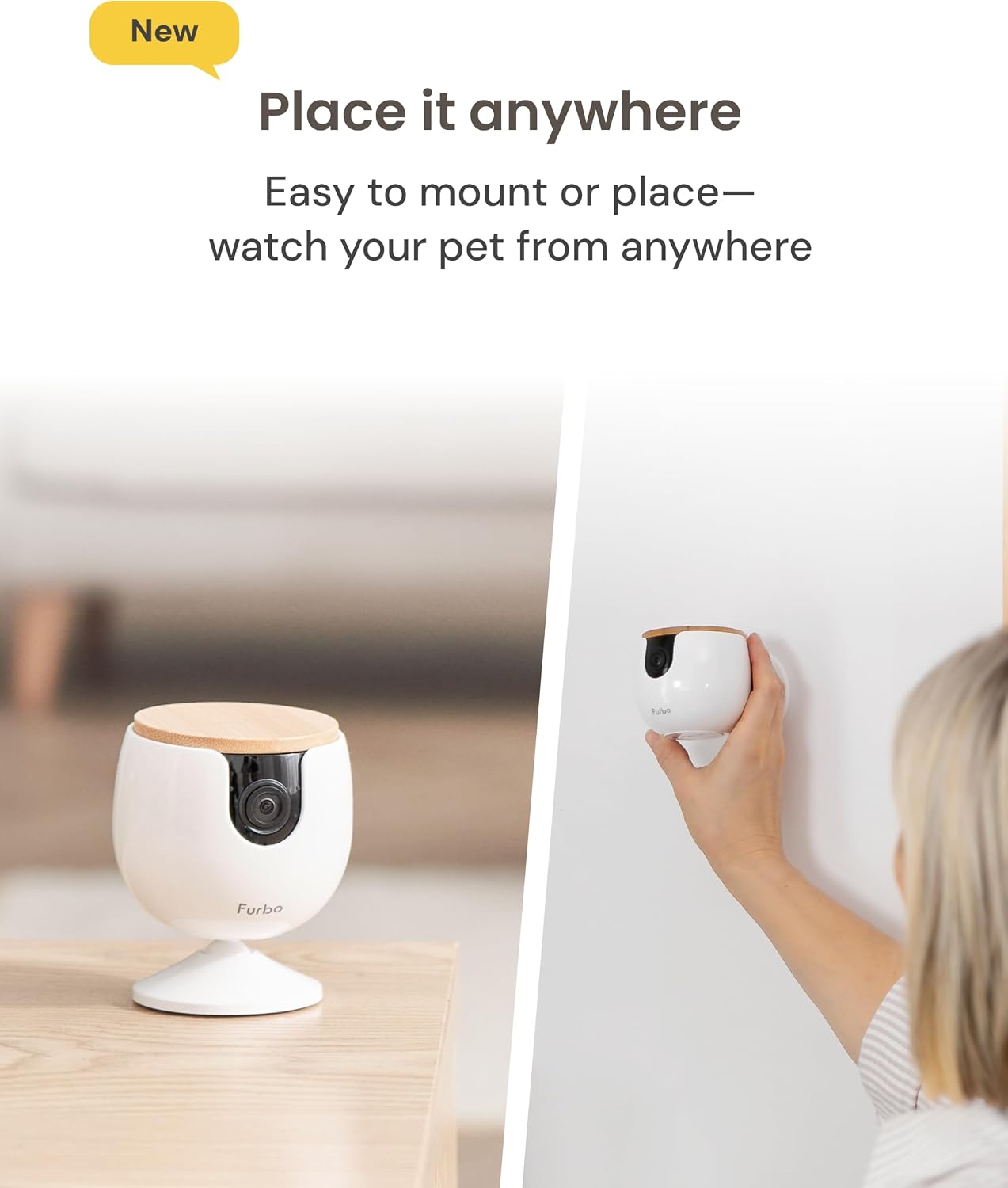 Thumbnail 5 de Furbo Mini Pet Camera w/App (No Subscription Required): 1080p Pet Monitor with Wall Mount, Colour Night Vision and 2-Way Audio