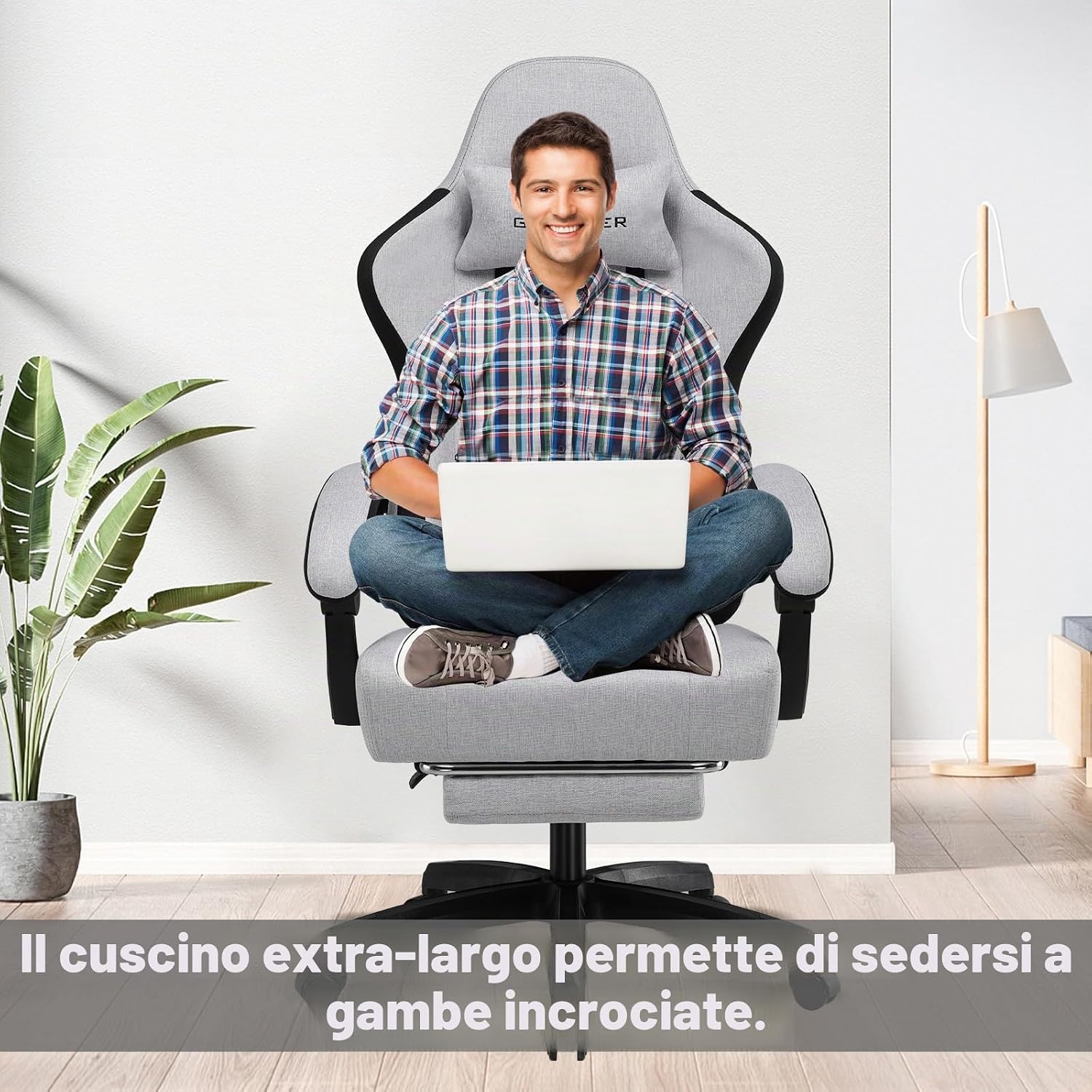 Detalle 2 de GTPLAYER Sedia da gaming ergonómica con cuscino a molle insacchettate, braccioli e poggiapiedi articolati – supporto lombare FG