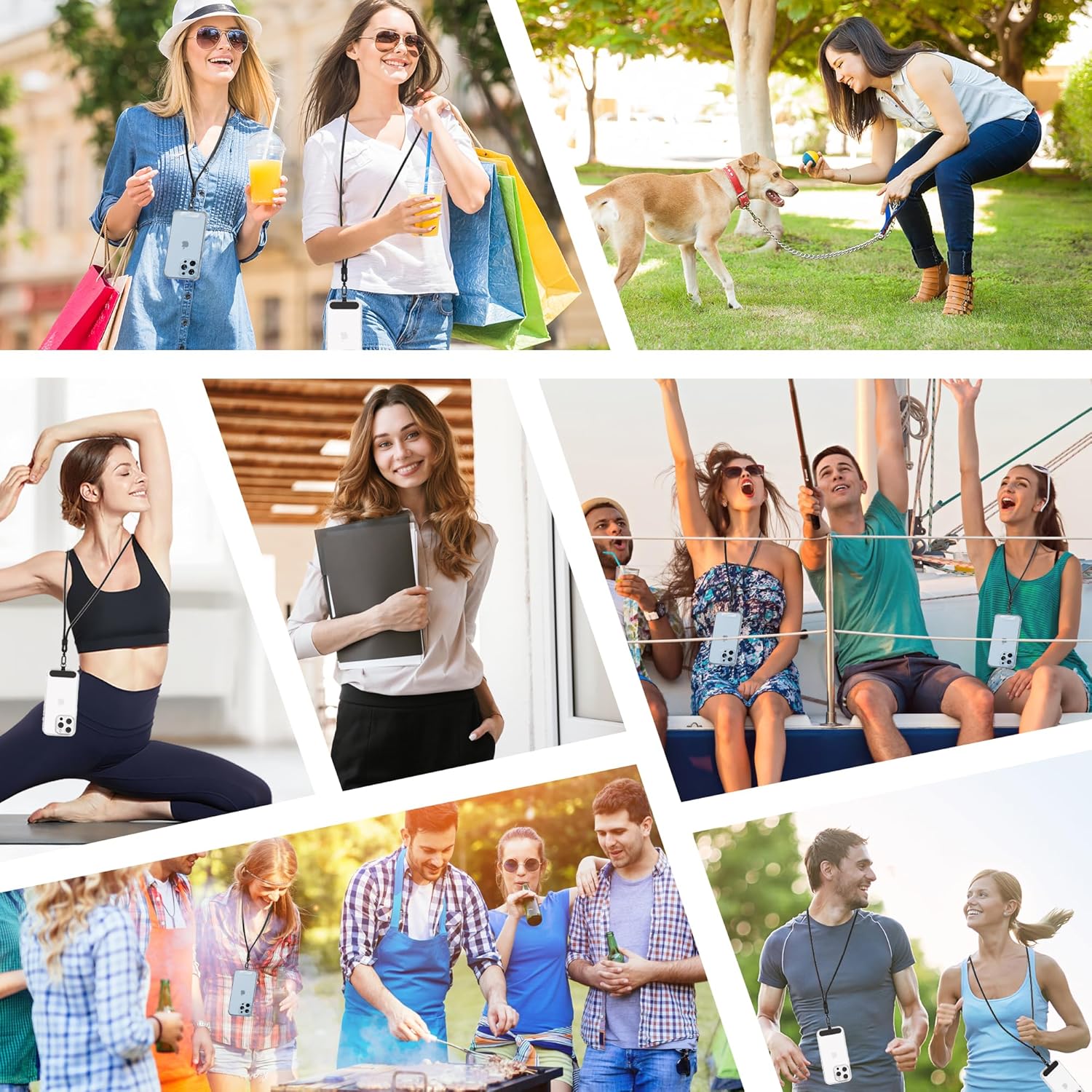 Thumbnail 6 de Qyoocom universal mobile phone chain (pack of 2) with 4 universal pads, adjustable lanyard for smartphones