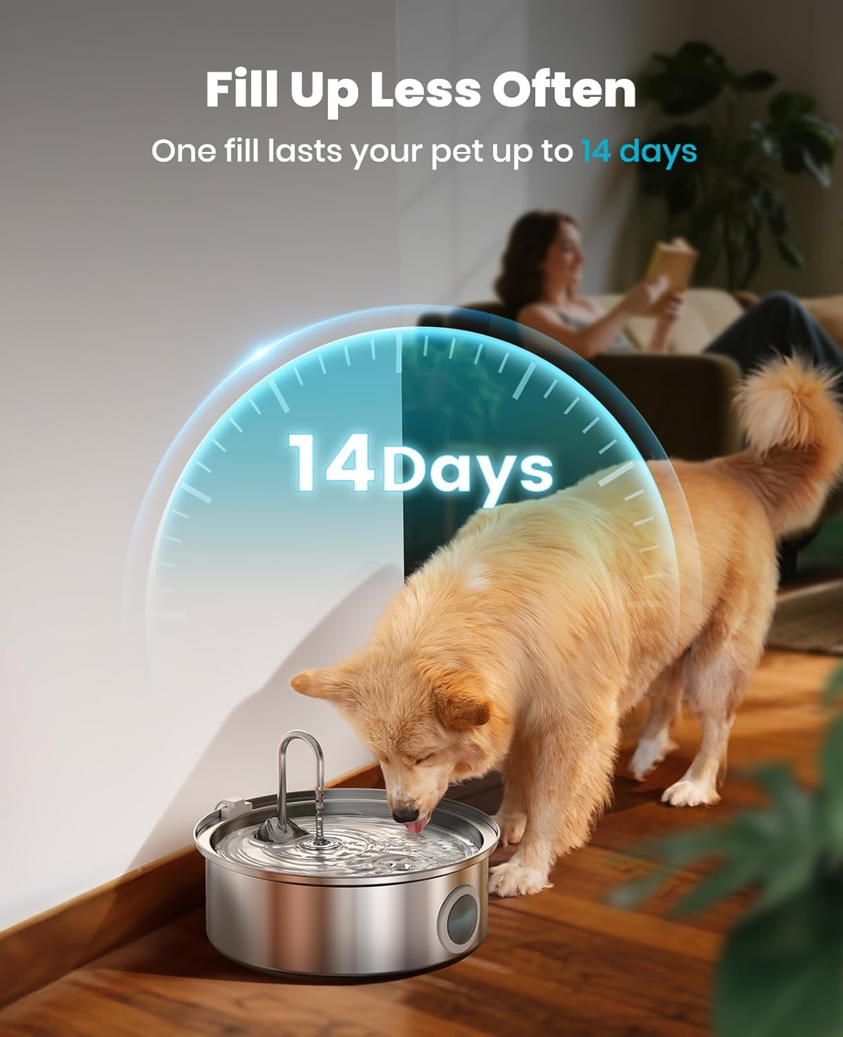 Thumbnail 2 de oneisall Dog Water Fountain 7L/230oz: Stainless Steel, Ultra-Quiet, 5-Stage Filtration