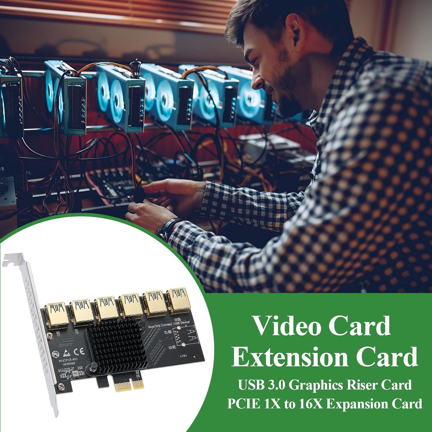 Thumbnail 6 de MZHOU PCI-E 1X bis 6 USB-Riser-Karte – Stabiler USB 3.0-Adapter für PCIe Slots