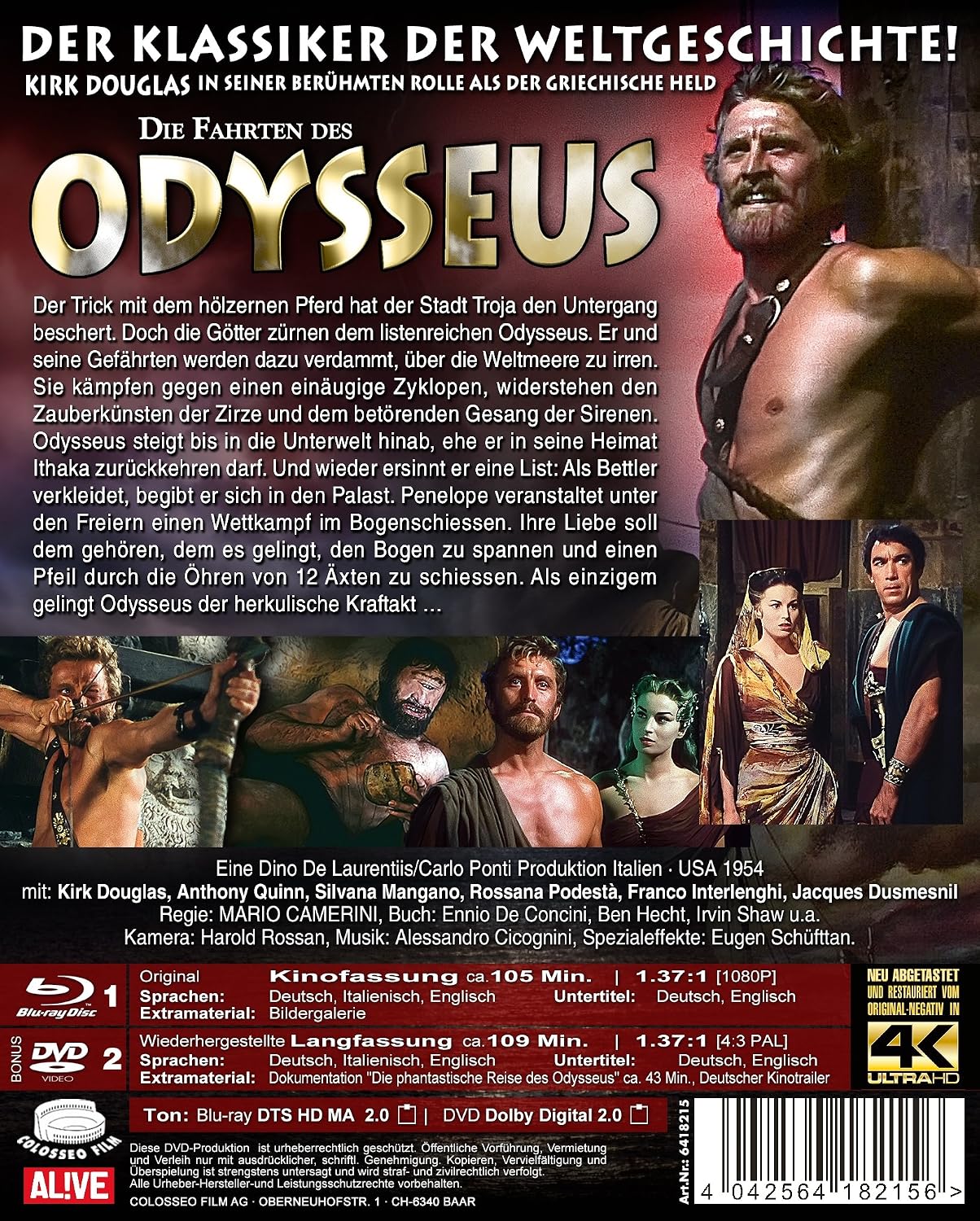 Detalle de DIE FAHRTEN DES ODYSSEUS (1954) Blu-ray/DVD Film with Kirk Douglas