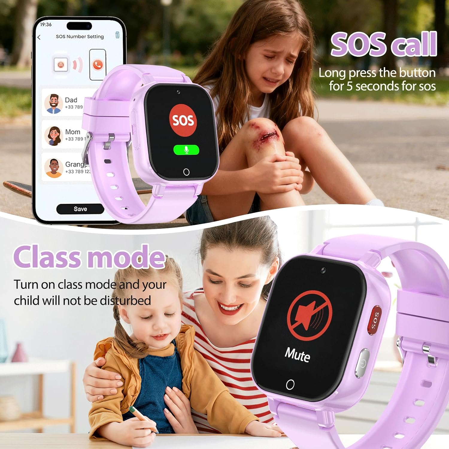 Thumbnail 3 de Alutoria Smartwatch Bambini 4G GPS – Orologio per Ragazzi e Ragazze 4–12 Anni, Videochiamata HD, SOS e Contapassi