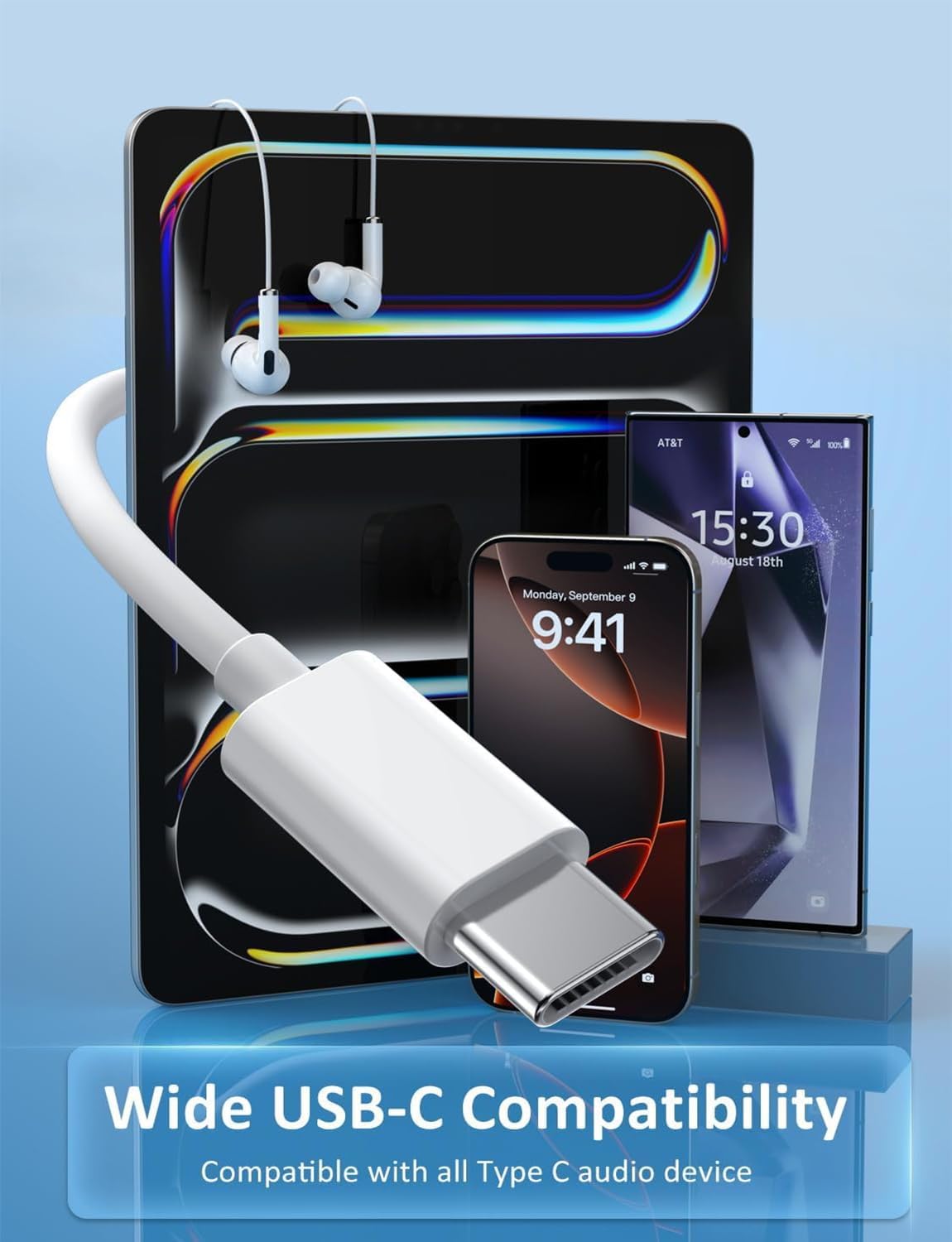 Thumbnail 5 de SGRLRT USB‑C Kopfhörer mit Kabel – 2er Pack für iPhone 15/16/17 und weitere USB‑C Geräte (Weiß)