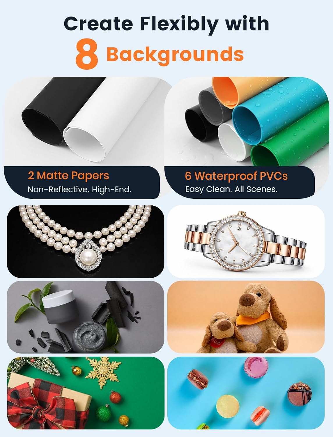 Thumbnail 6 de DUCLUS Light Box Photography 40cm (16" x 16") with 160 LEDs and 8 Backdrops for Product Photos