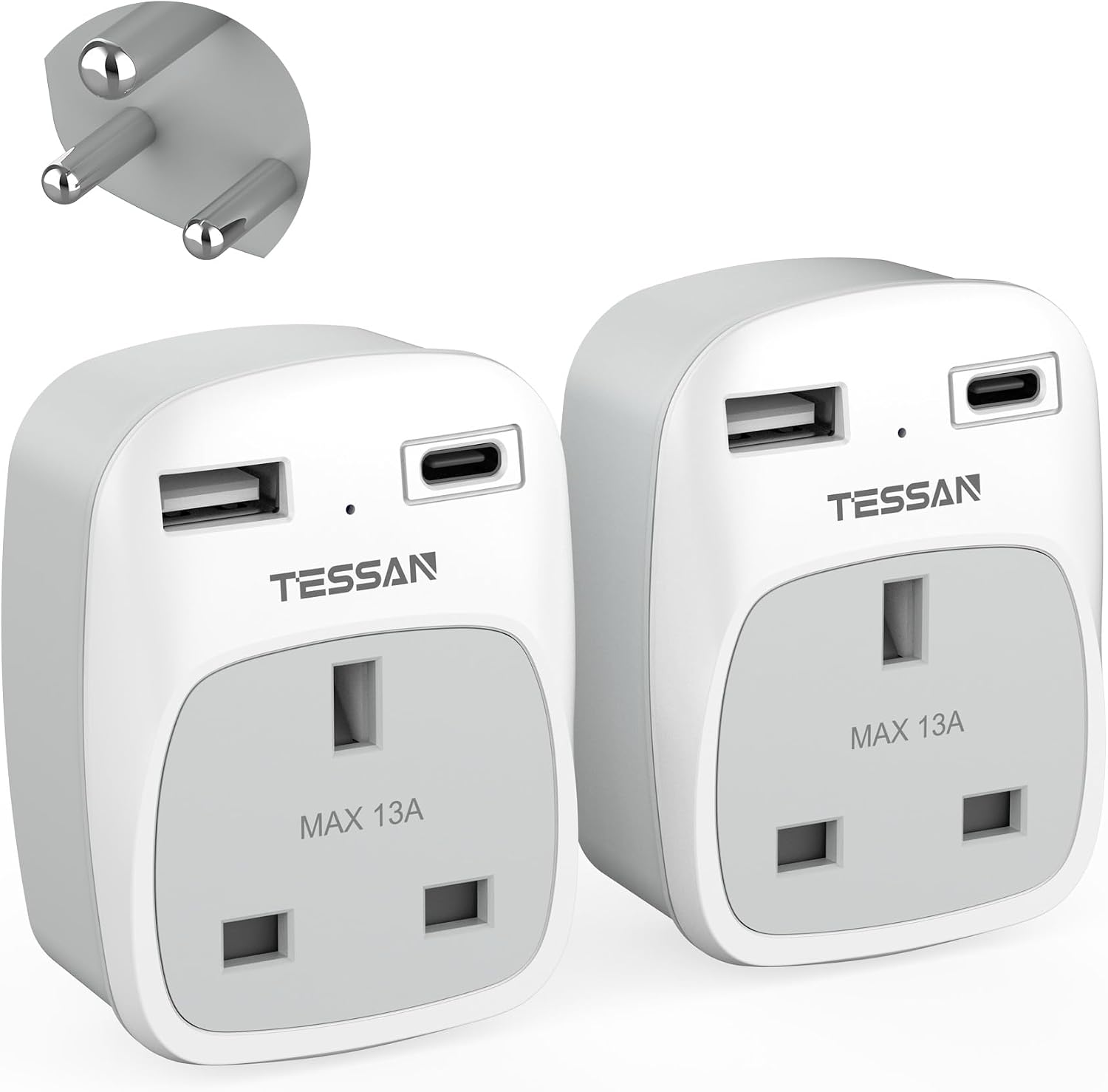 Thumbnail 6 de TESSAN UK to European Plug Adapter 2-Pack