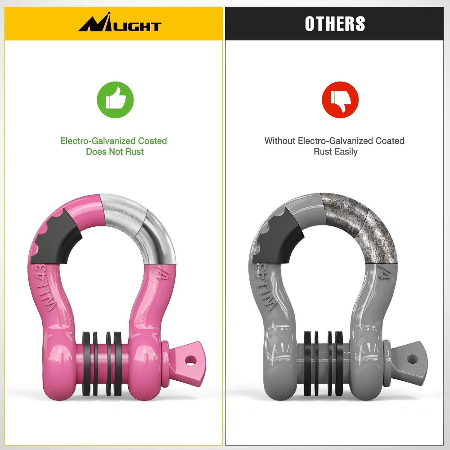 Detalle de Nilight 2-Pack 3/4 in D-Ring Shackle with 7/8 in Screw Pin (41,887 lbs) for Off-Road Recovery