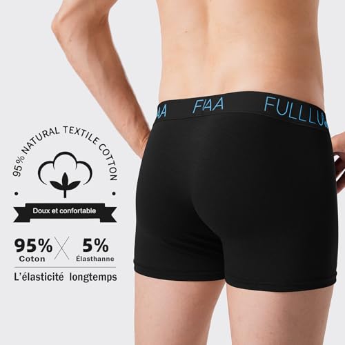 Detalle de Fullluwaa Fitted Boxers Shorty (Lot de 8) Homme Coton – Noir