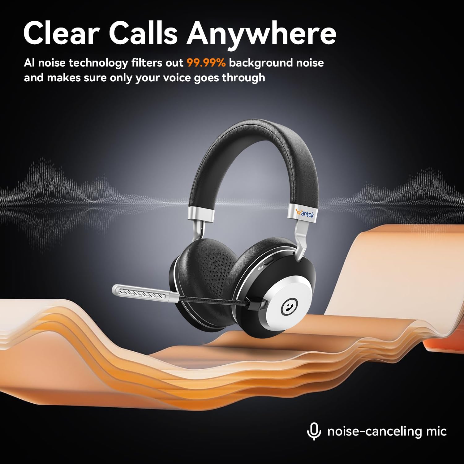 Detalle 2 de Wantek Wireless Headset 45h battery