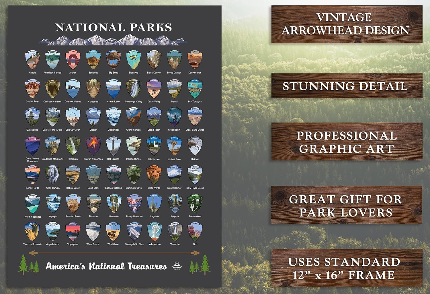 Thumbnail 5 de Bright Standards National Parks Scratch-Off Map, Charcoal Grey