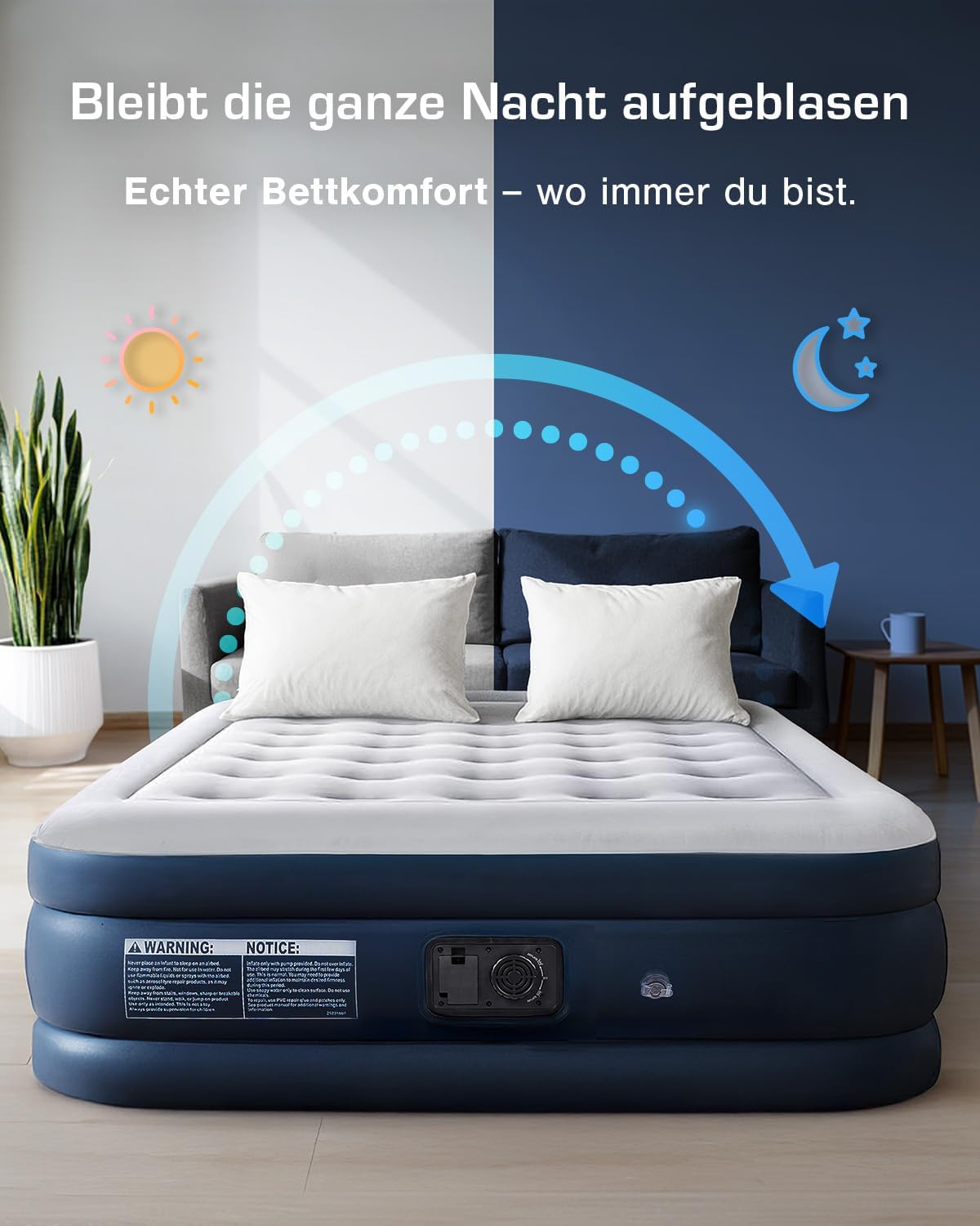 Detalle de Active Era Luftbett 2 Personen 152×203×35,5 cm – Selbstaufblasend mit Elektro-Pumpe