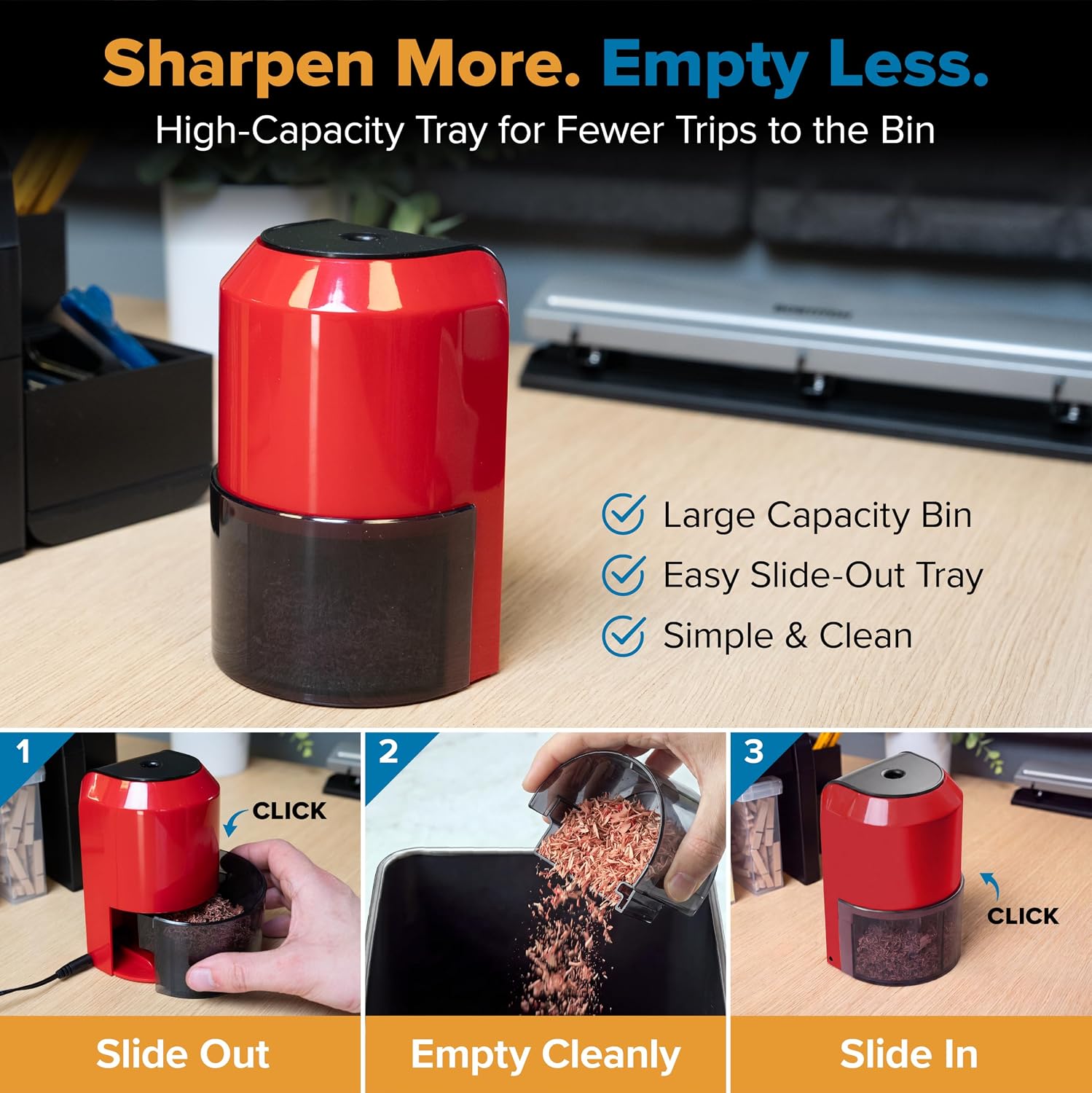 Thumbnail 6 de Bostitch Vertical Electric Pencil Sharpener, Red