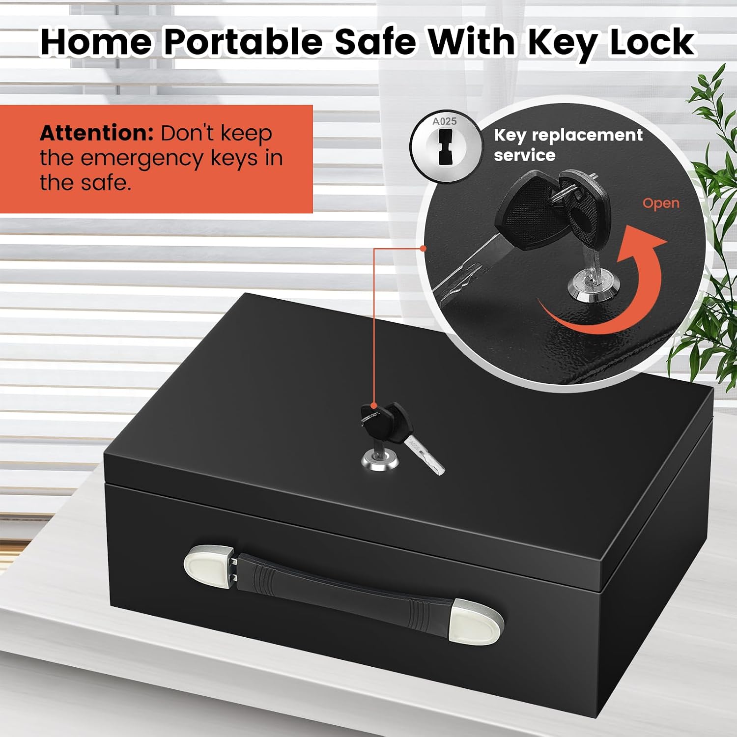 Detalle 2 de Mejasg tragbarer feuerfester Safe Tresor mit Schlüssel, wasserdicht, 18 l (für Dokumente, Bargeld & Schmuck)
