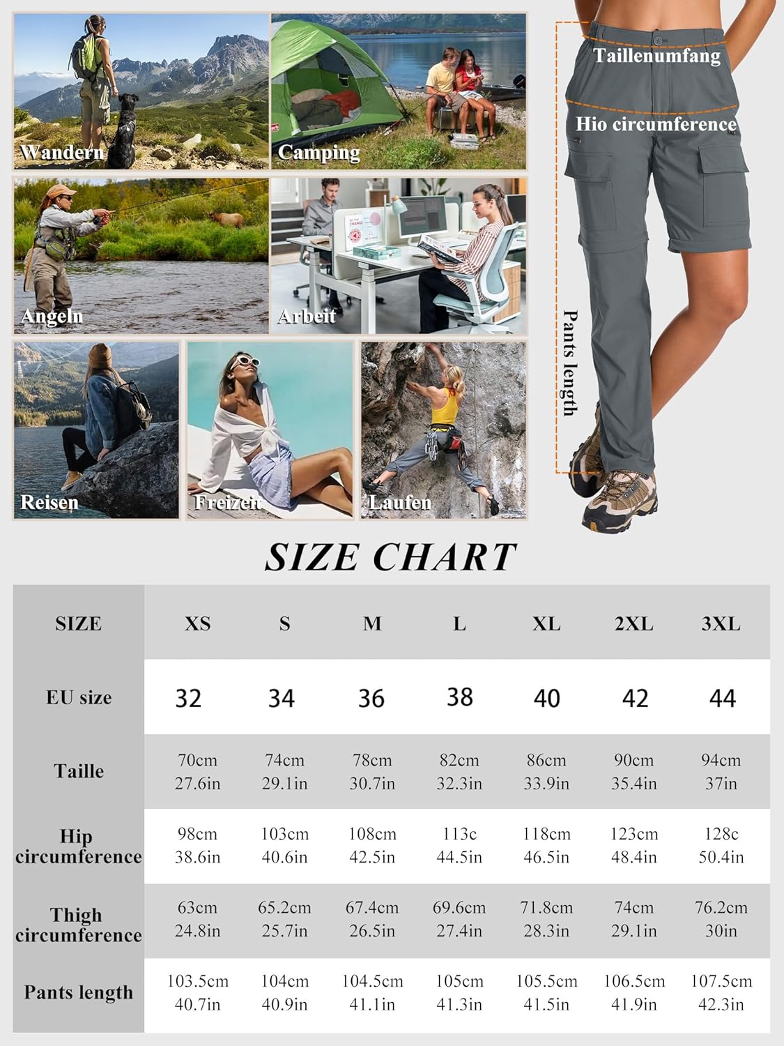 Thumbnail 6 de Jogwits pantaloni da trekking da donna con cerniera Zip-Off convertibili, leggeri e ad asciugatura rapida