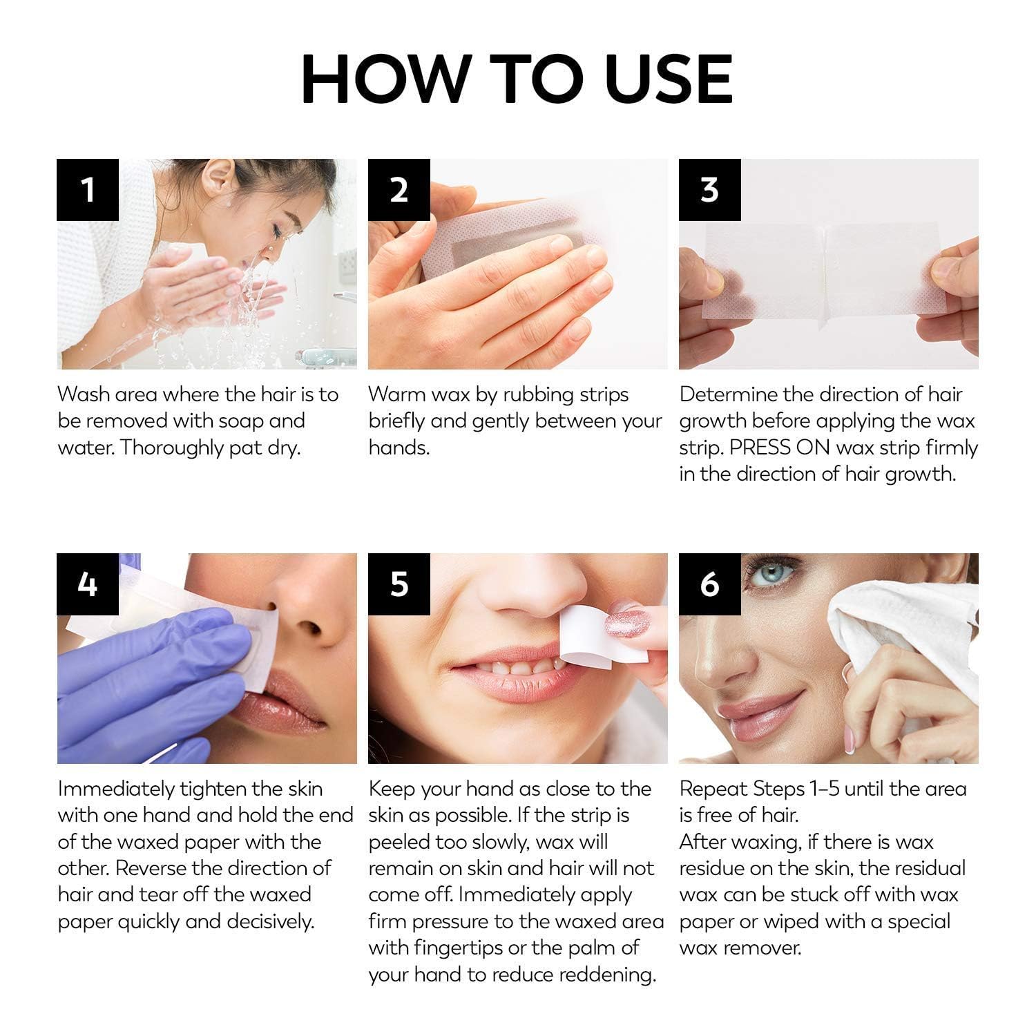 Detalle de ShineMore Facial Wax Strips for Hair Removal (40 Strips + 4 Calming Oil Wipes) for Face, Eyebrow, Upper Lip, and Chin