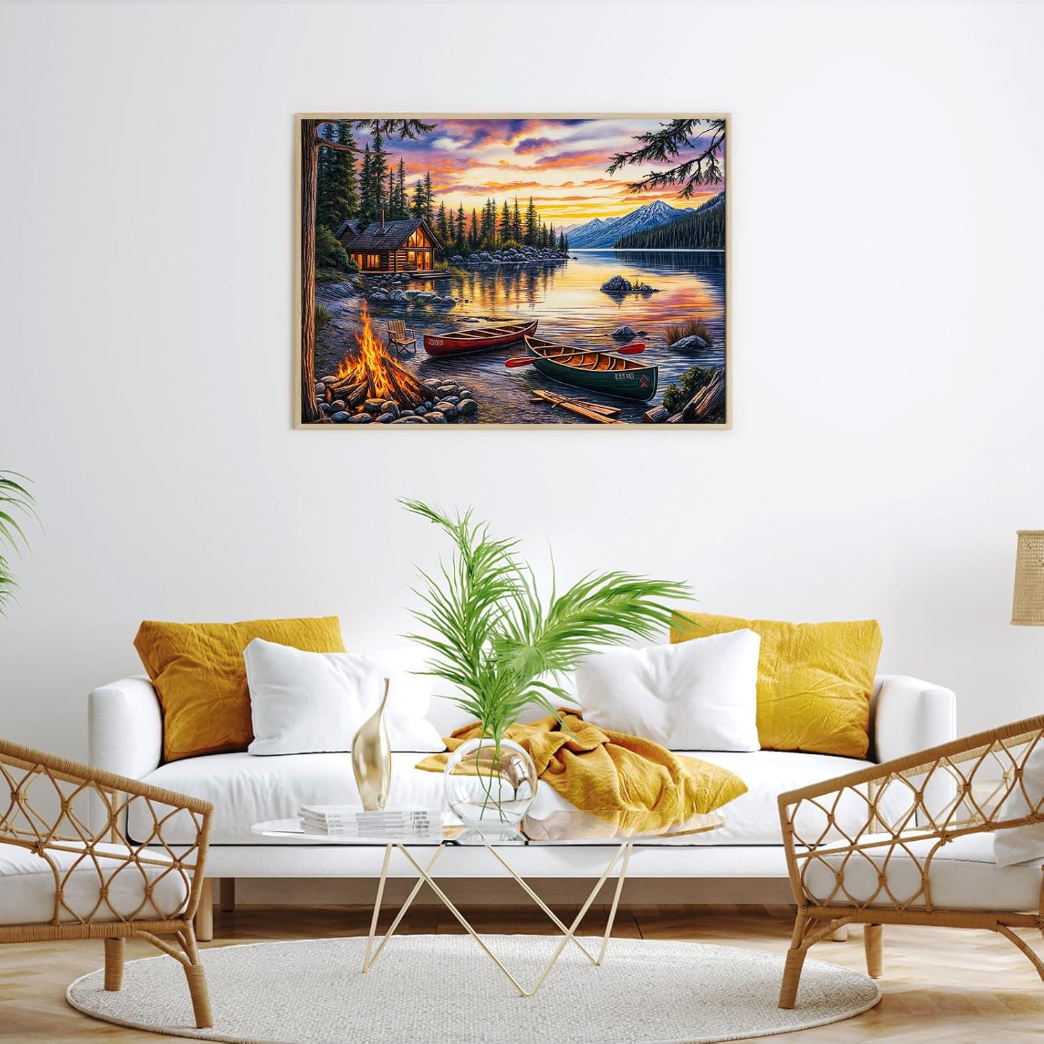 Thumbnail 3 de Lakeside Cobin 1000-Piece Jigsaw Puzzle for Adults: Cozy Campfire and Canoes